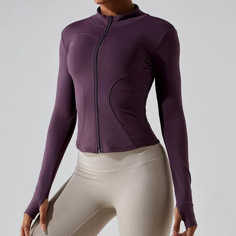 Full Zip Up Yoga Jacket with Thumb Hole