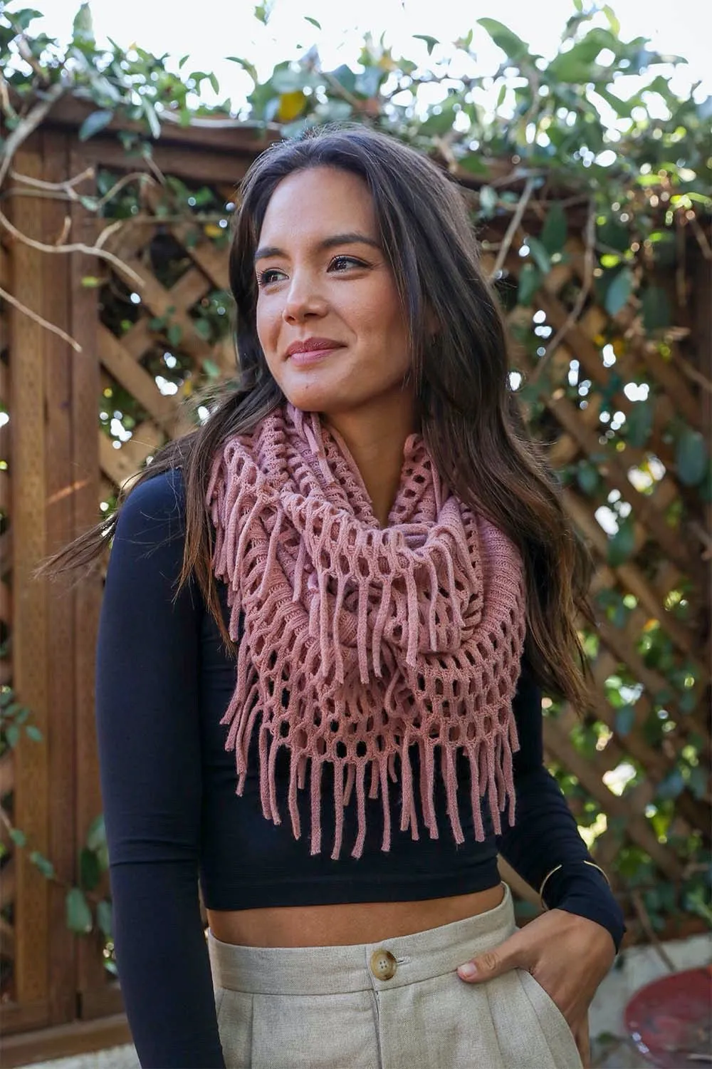 Fuzzy Chenille Tassel Infinity Scarf (7 colors)