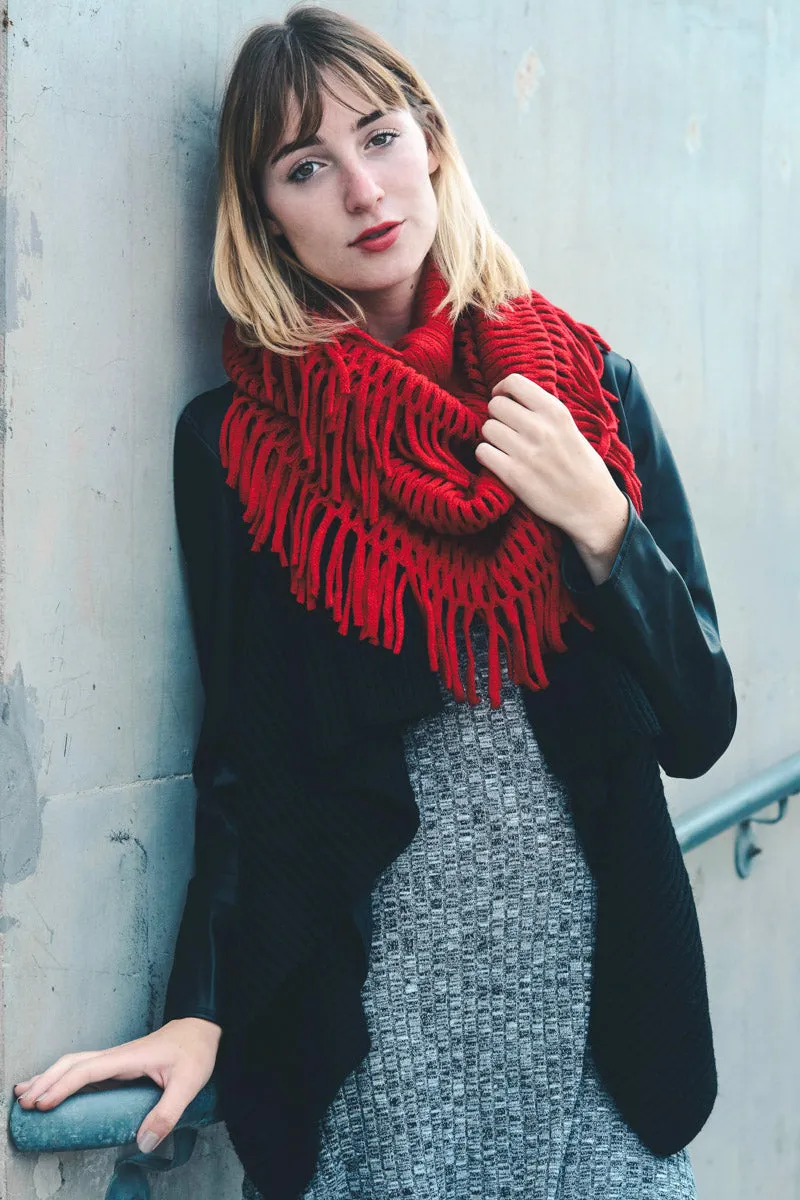 Fuzzy Chenille Tassel Infinity Scarf (7 colors)
