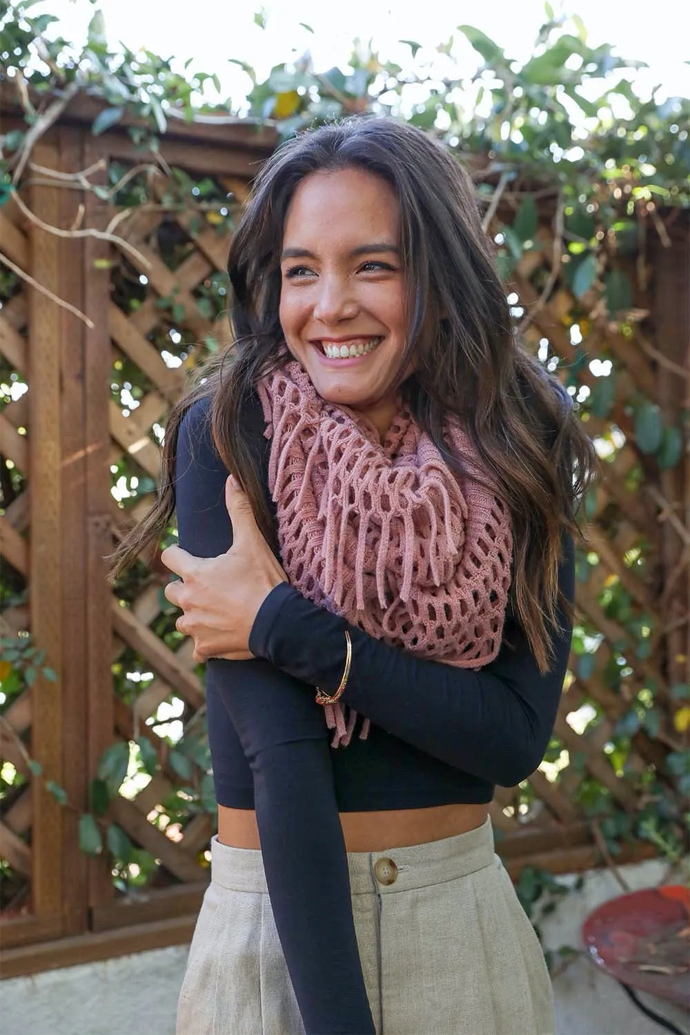 Fuzzy Chenille Tassel Infinity Scarf (7 colors)