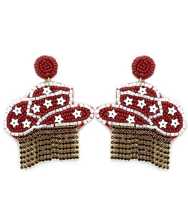 Game Day Cowgirl Hat Earrings