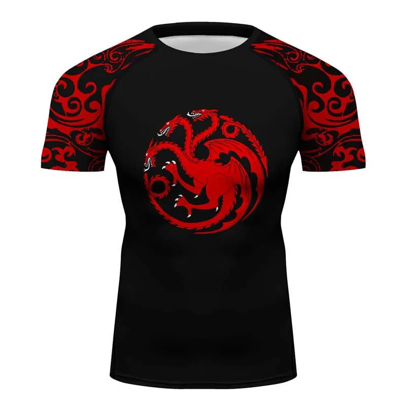 Game of Thrones House Targaryen Long Sleeve MMA BJJ Fitness Yoga Running Cycling Use Tee