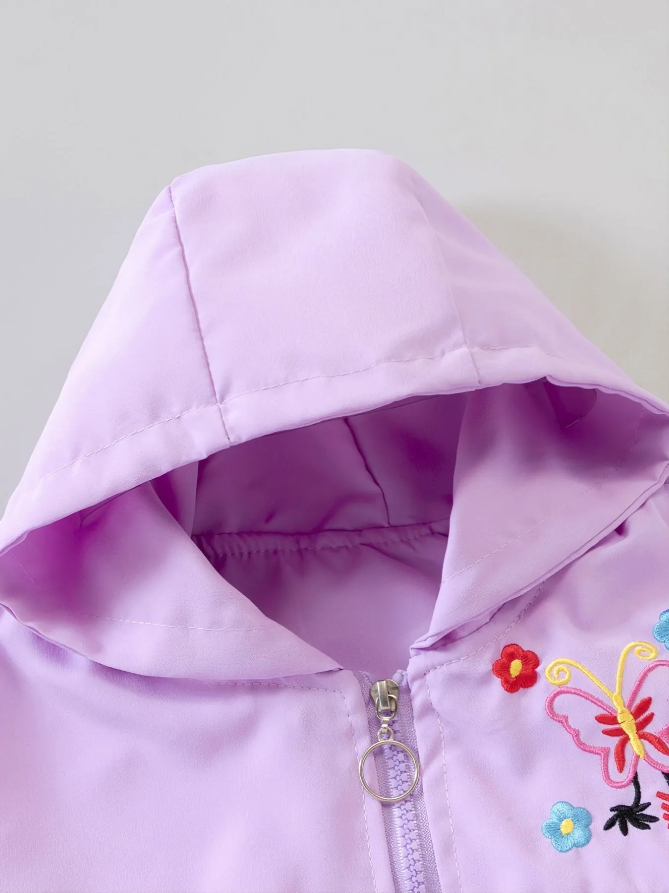 Girls Butterfly Embroidered Hooded Jacket