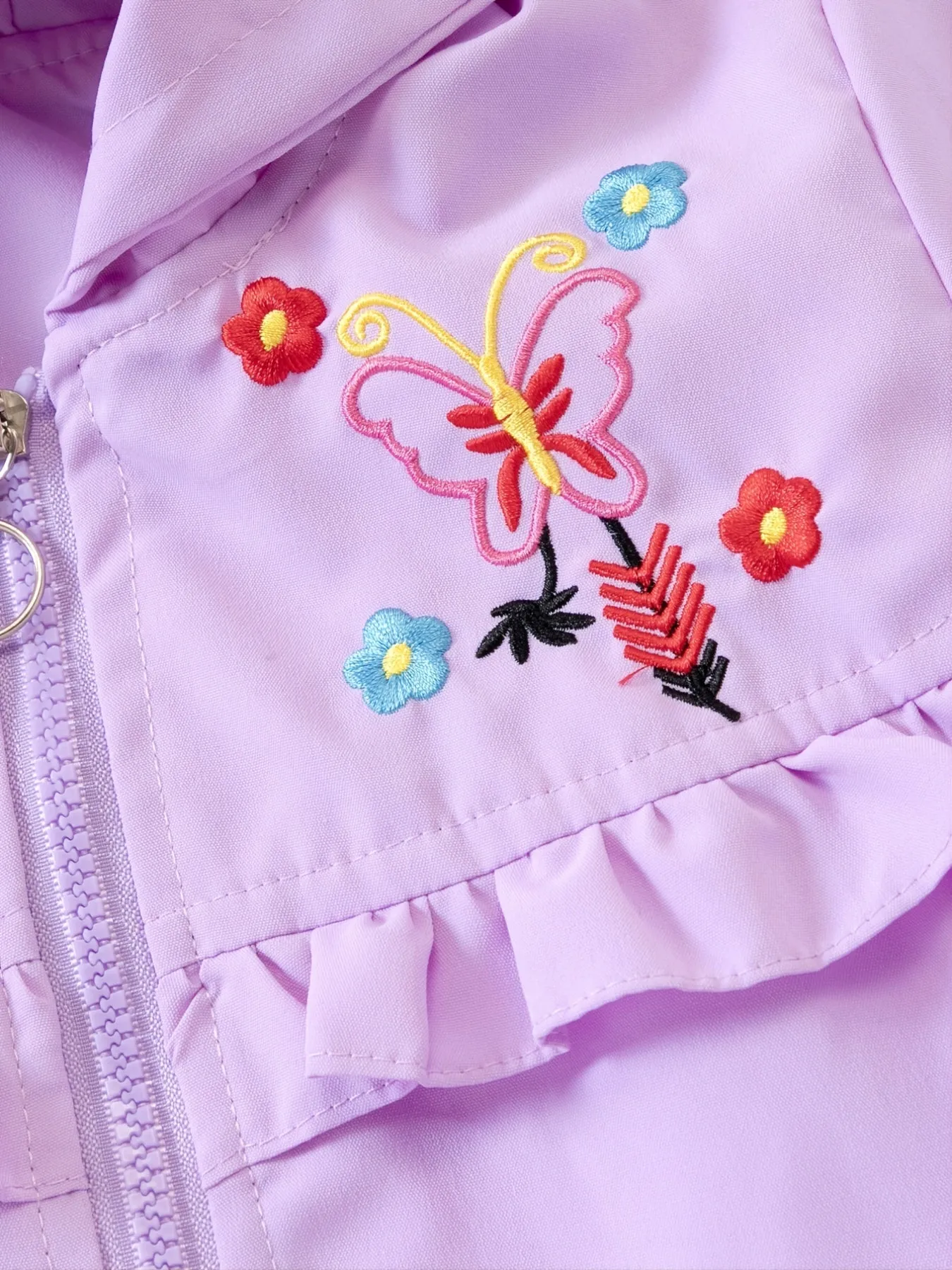 Girls Butterfly Embroidered Hooded Jacket