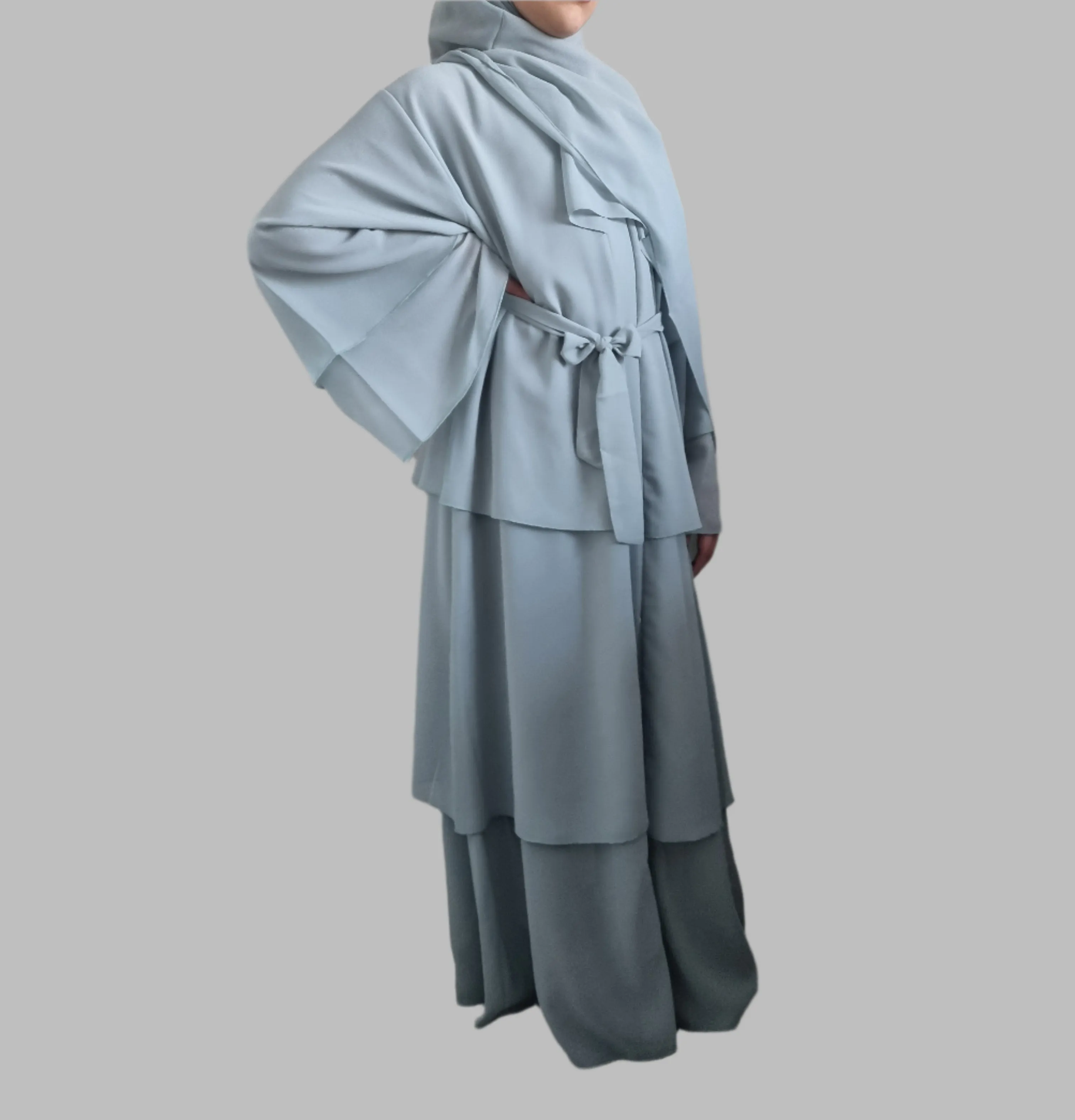 Girls Chiffon Layered Abaya - Blue