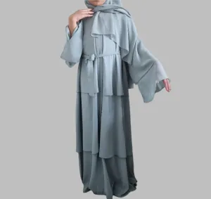 Girls Chiffon Layered Abaya - Blue