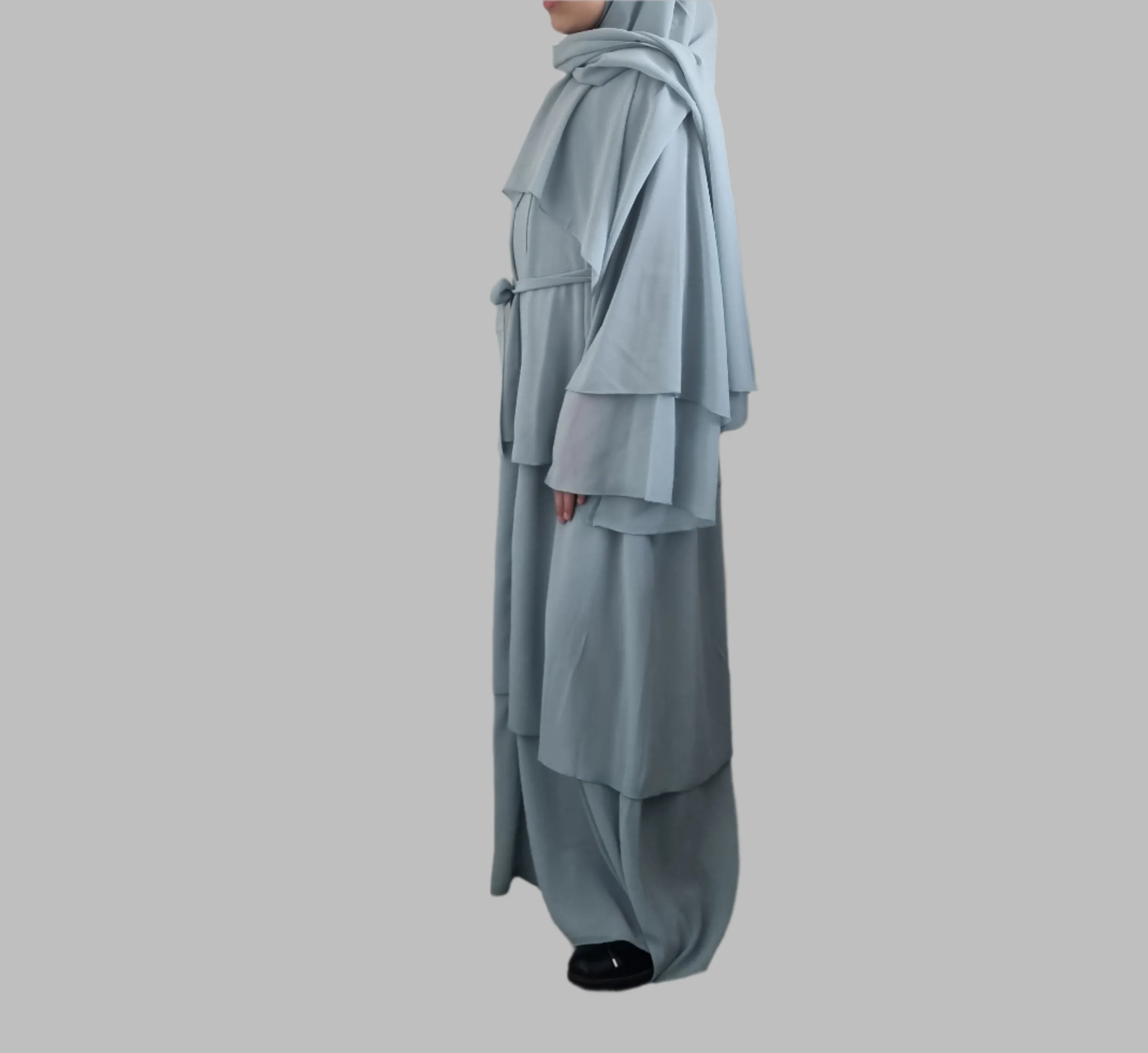 Girls Chiffon Layered Abaya - Blue