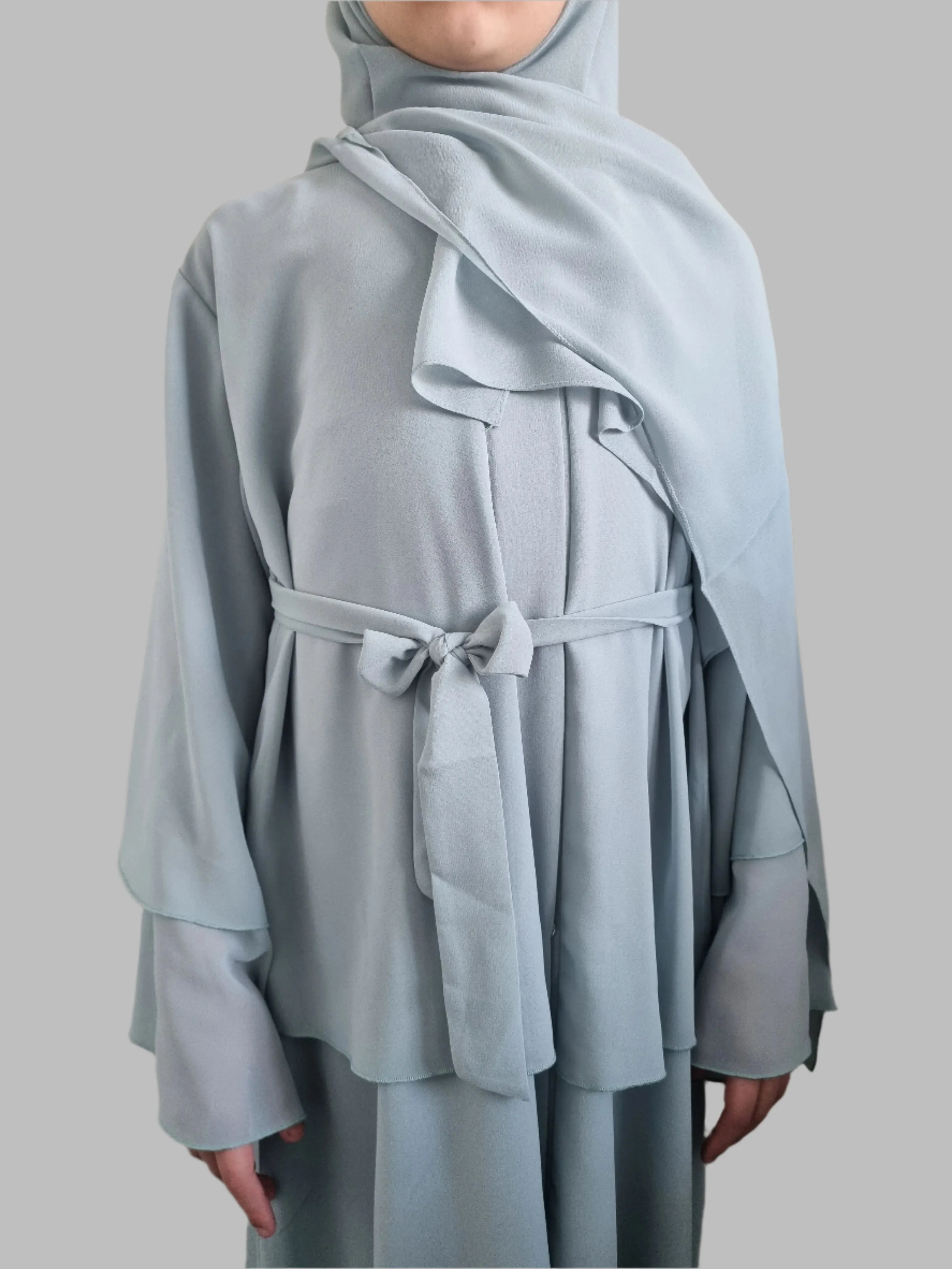 Girls Chiffon Layered Abaya - Blue