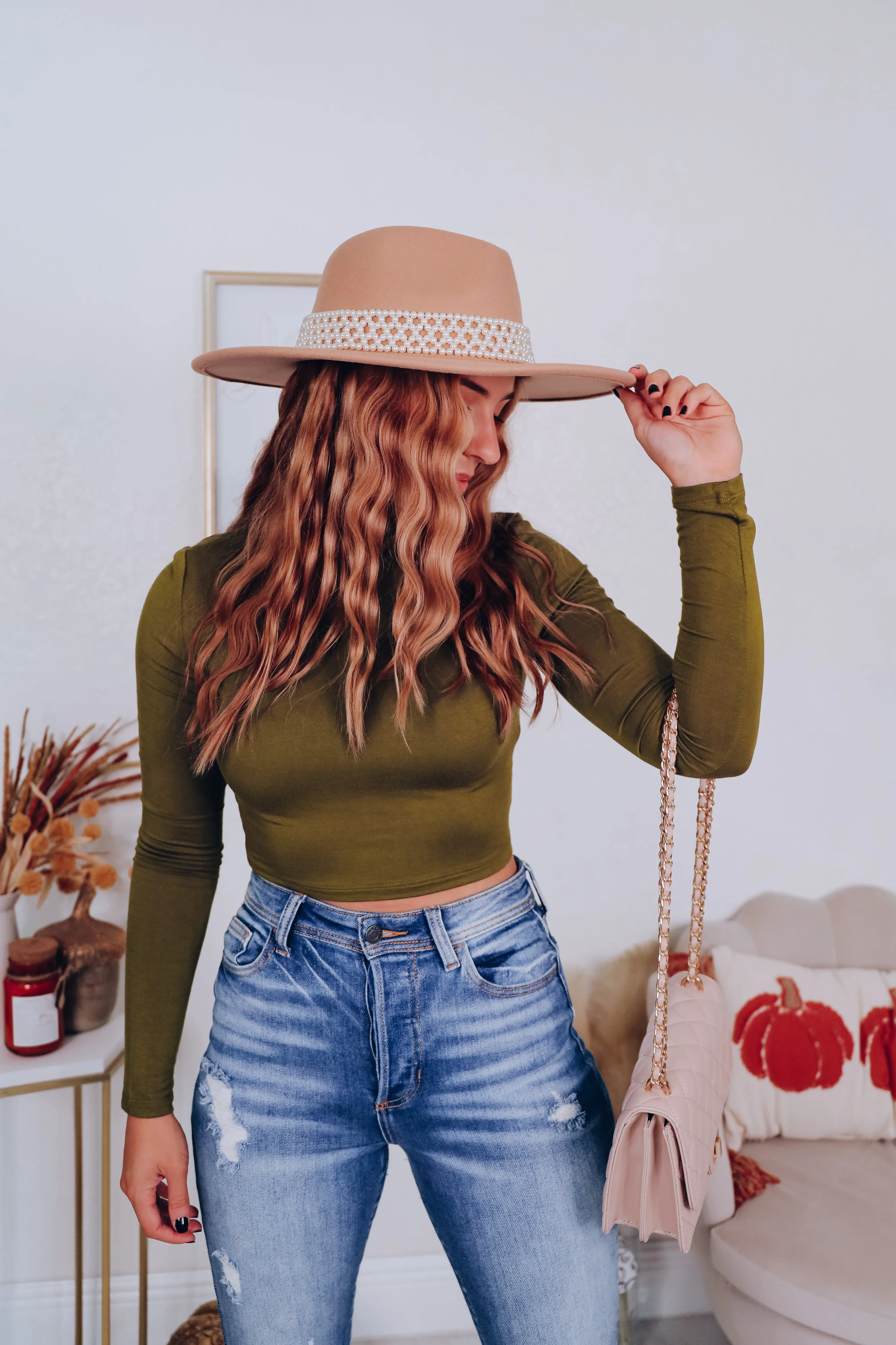 Girly Pearl Rancher Hat - Beige