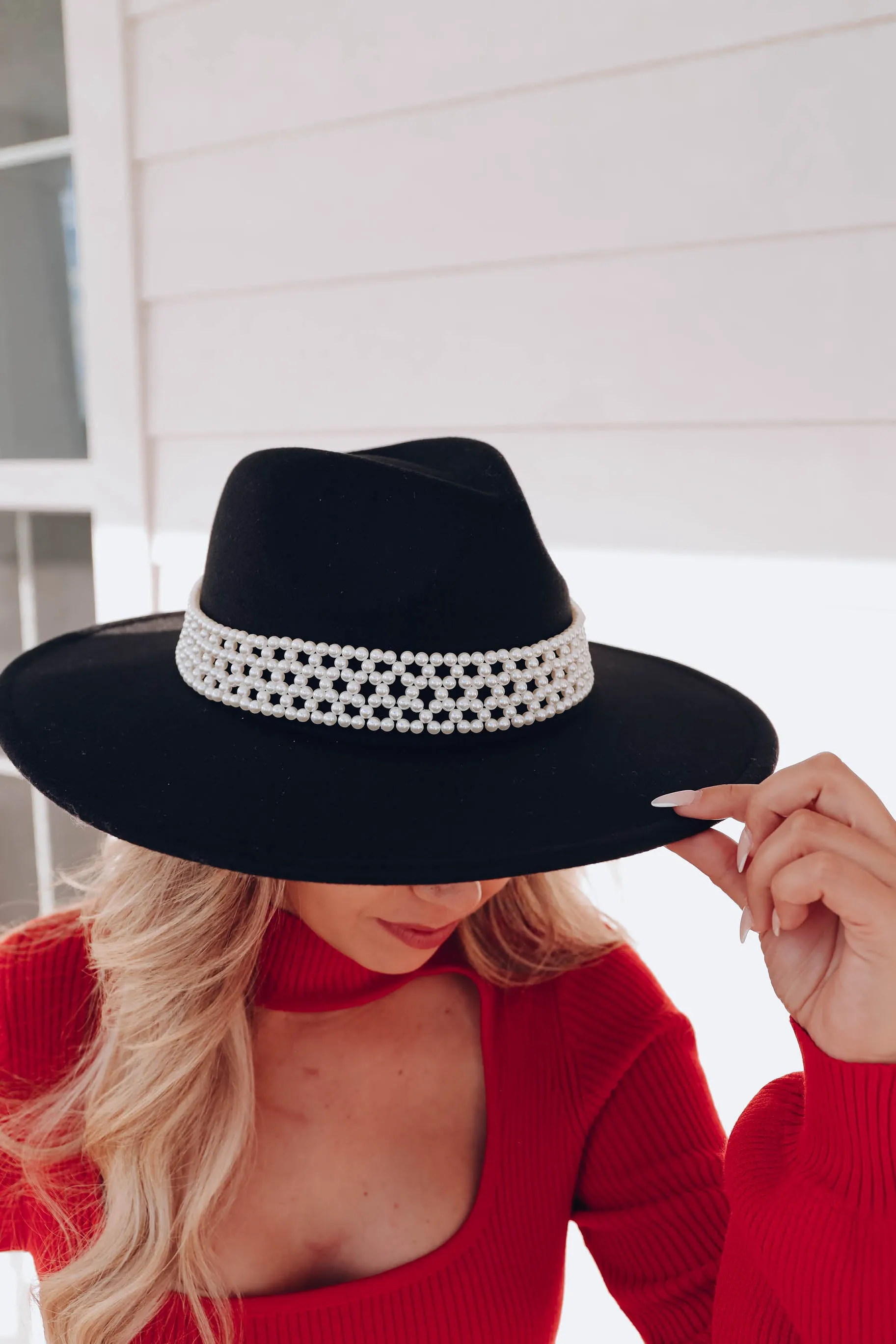 Girly Pearl Rancher Hat - Black