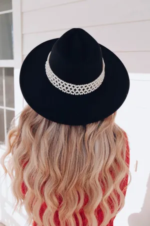 Girly Pearl Rancher Hat - Black