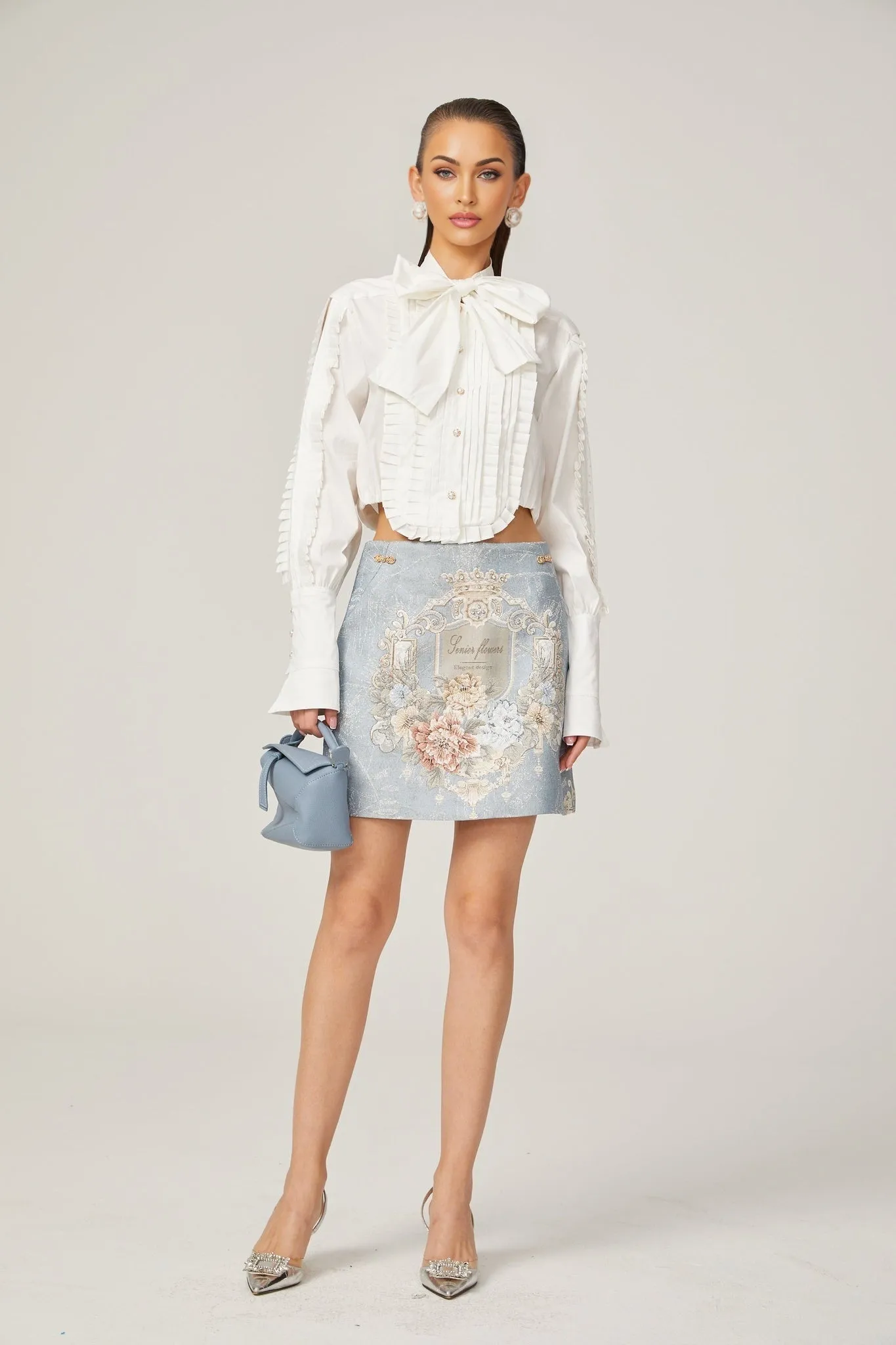 Giulietta Shirt White Pleated Scarf Collar Trendy Top