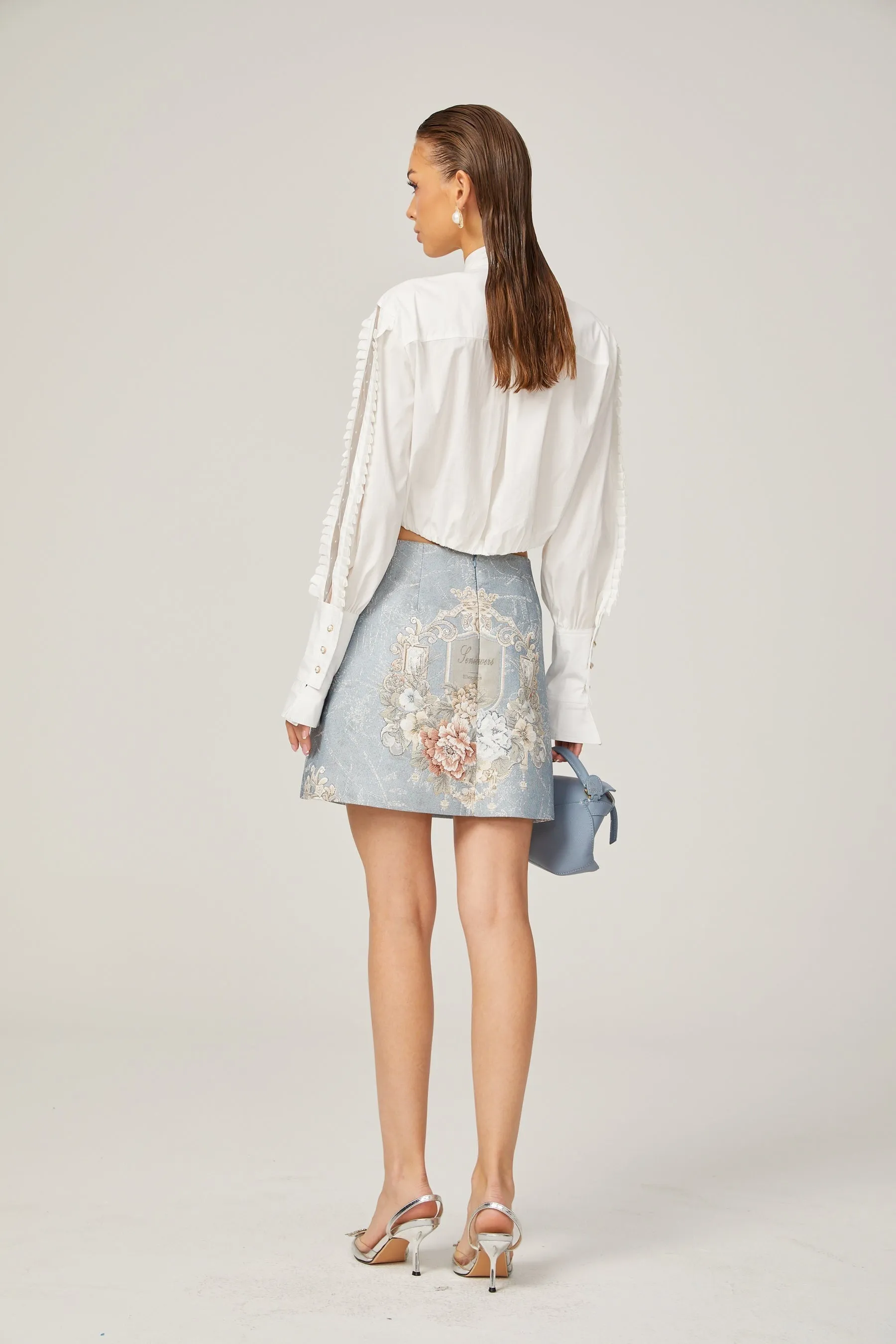 Giulietta Shirt White Pleated Scarf Collar Trendy Top