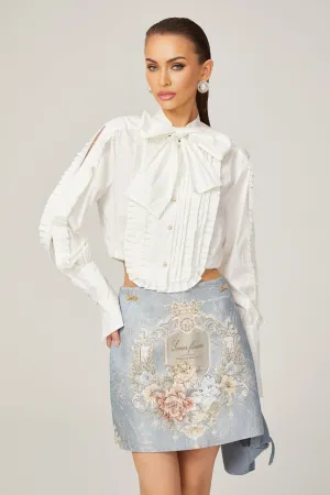 Giulietta Shirt White Pleated Scarf Collar Trendy Top