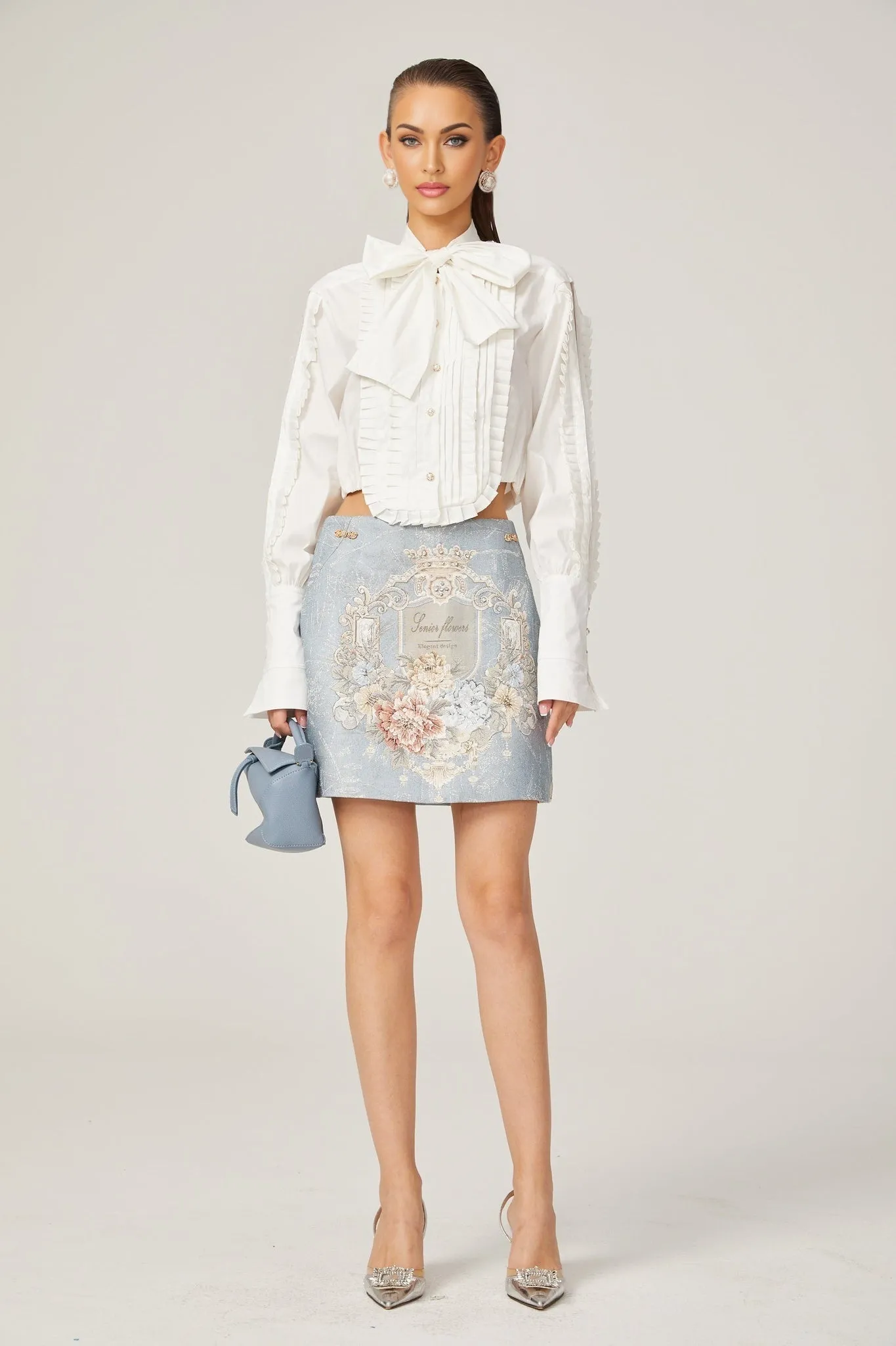 Giulietta Shirt White Pleated Scarf Collar Trendy Top