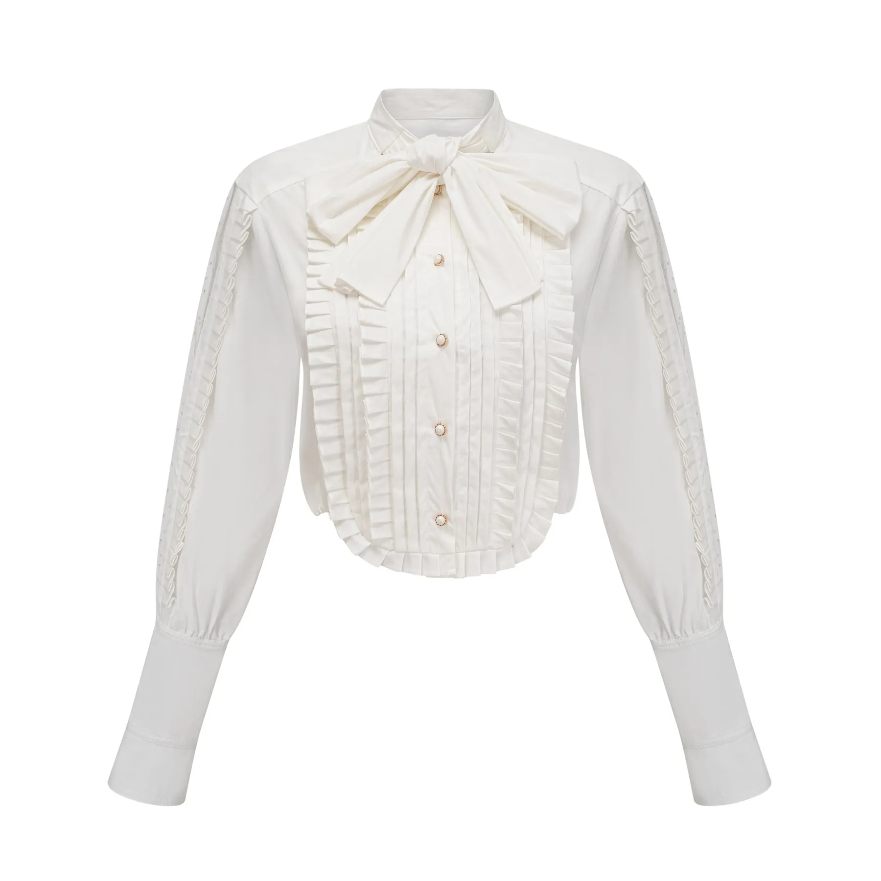 Giulietta Shirt White Pleated Scarf Collar Trendy Top