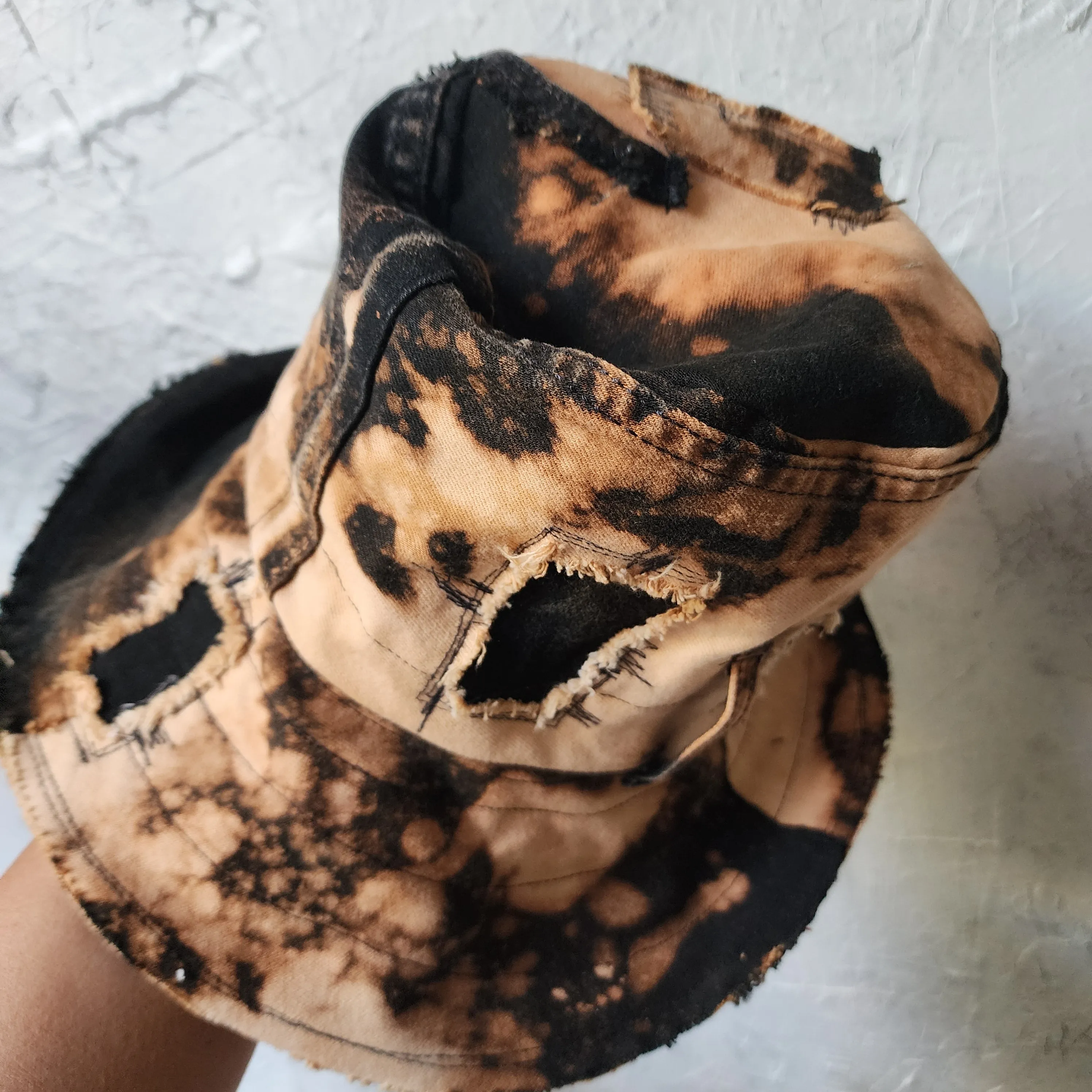 GIVE ME YOUR CANDY / Bohemian Shabby Chic Top Hat Upcycled Denim Distressed Boro Dyed Acid-washed