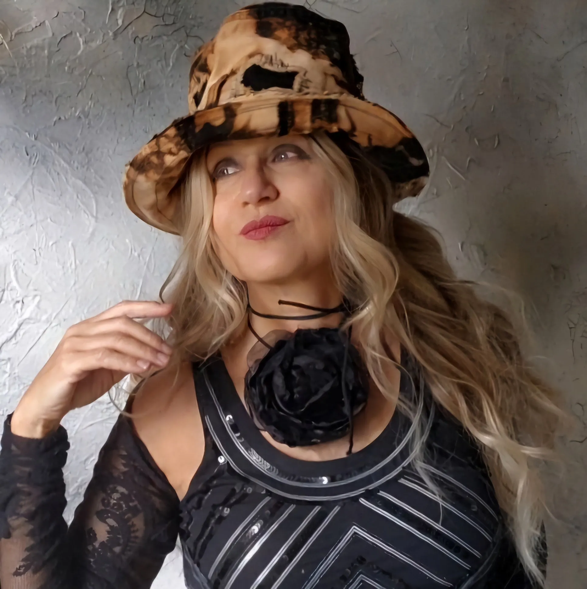 GIVE ME YOUR CANDY / Bohemian Shabby Chic Top Hat Upcycled Denim Distressed Boro Dyed Acid-washed