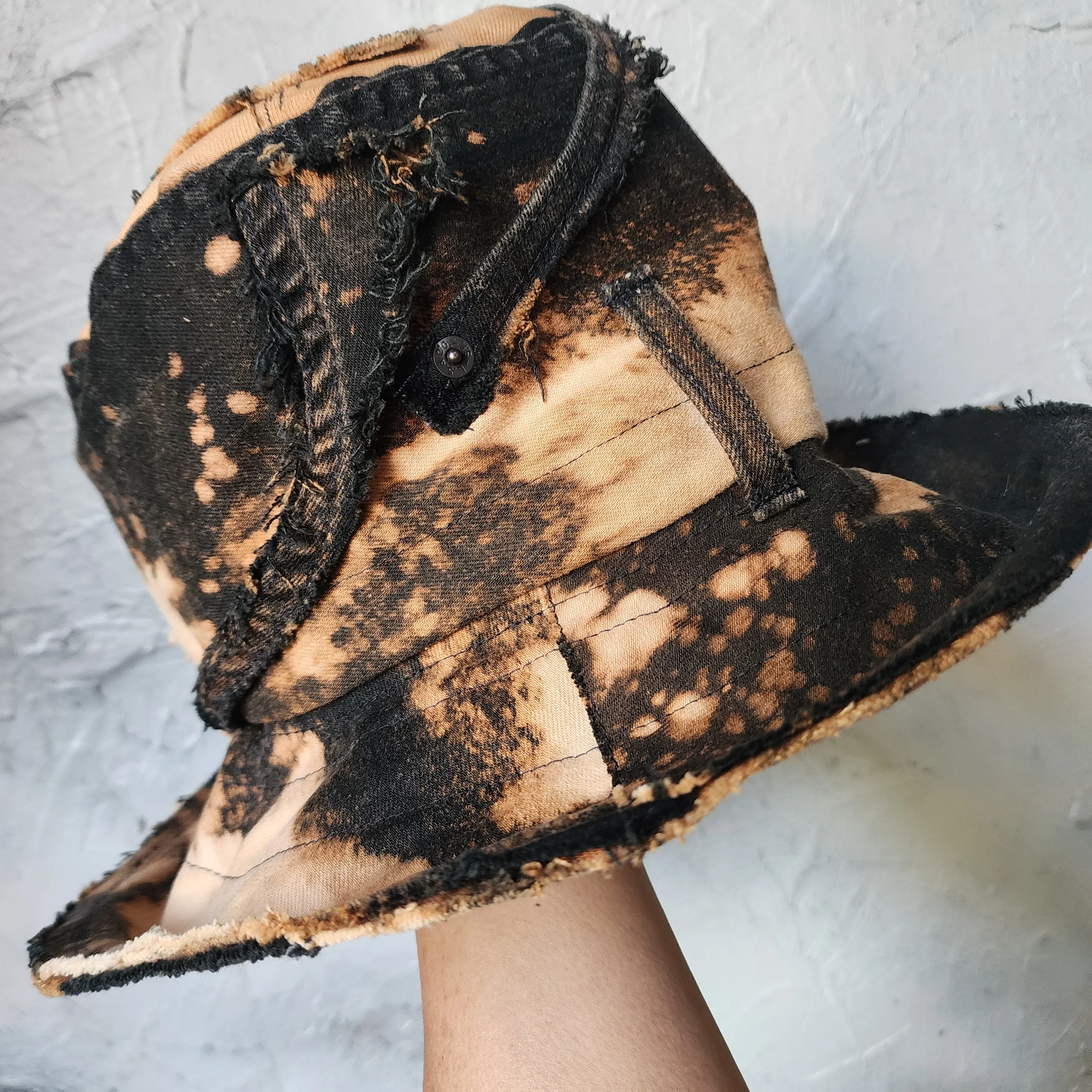GIVE ME YOUR CANDY / Bohemian Shabby Chic Top Hat Upcycled Denim Distressed Boro Dyed Acid-washed