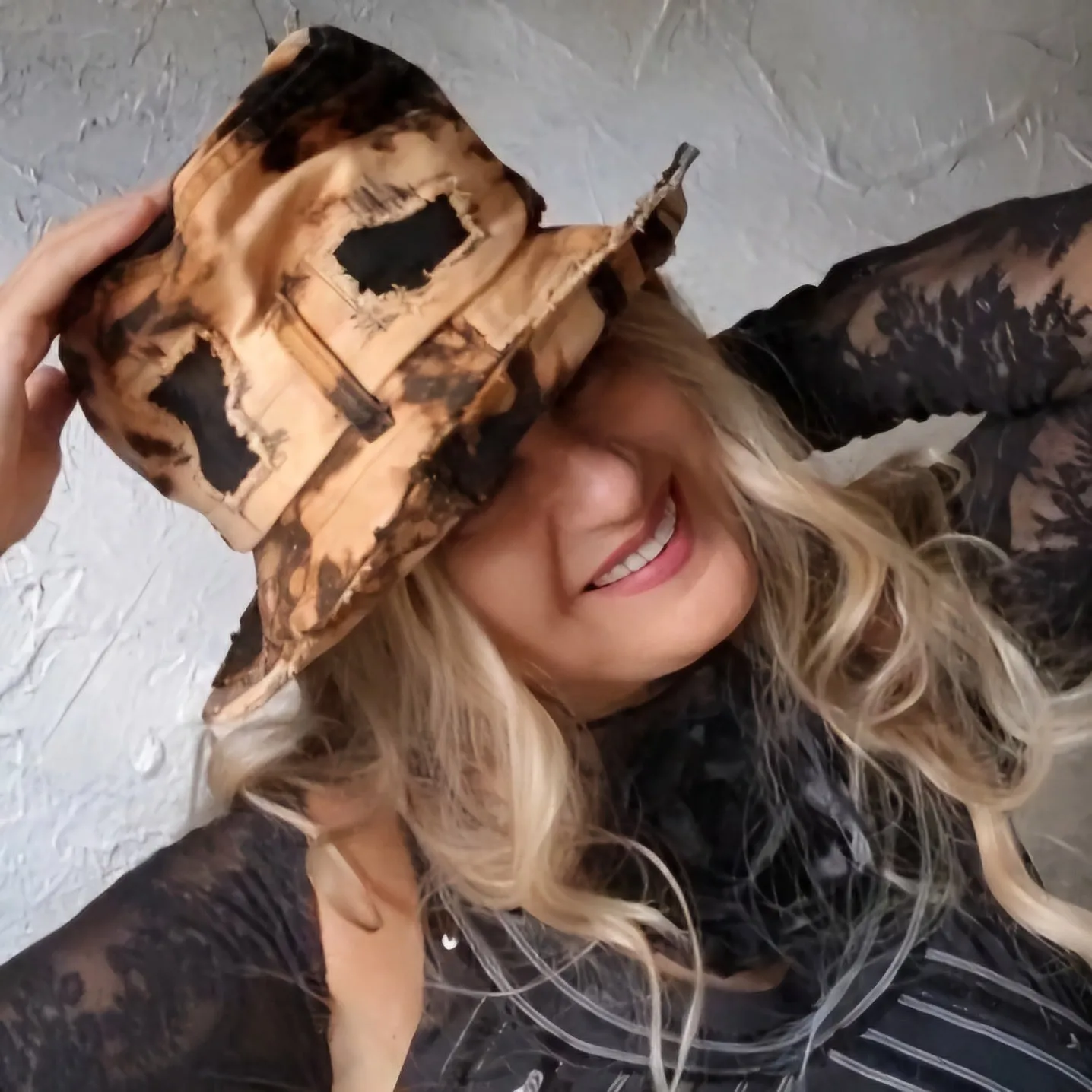 GIVE ME YOUR CANDY / Bohemian Shabby Chic Top Hat Upcycled Denim Distressed Boro Dyed Acid-washed