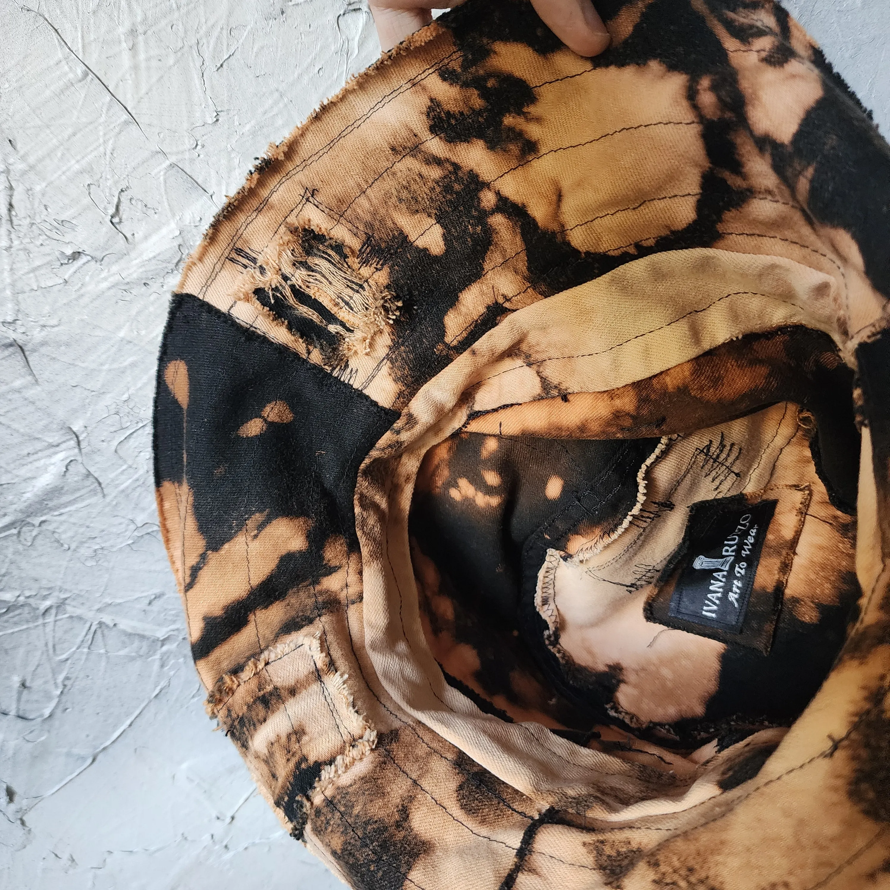 GIVE ME YOUR CANDY / Bohemian Shabby Chic Top Hat Upcycled Denim Distressed Boro Dyed Acid-washed