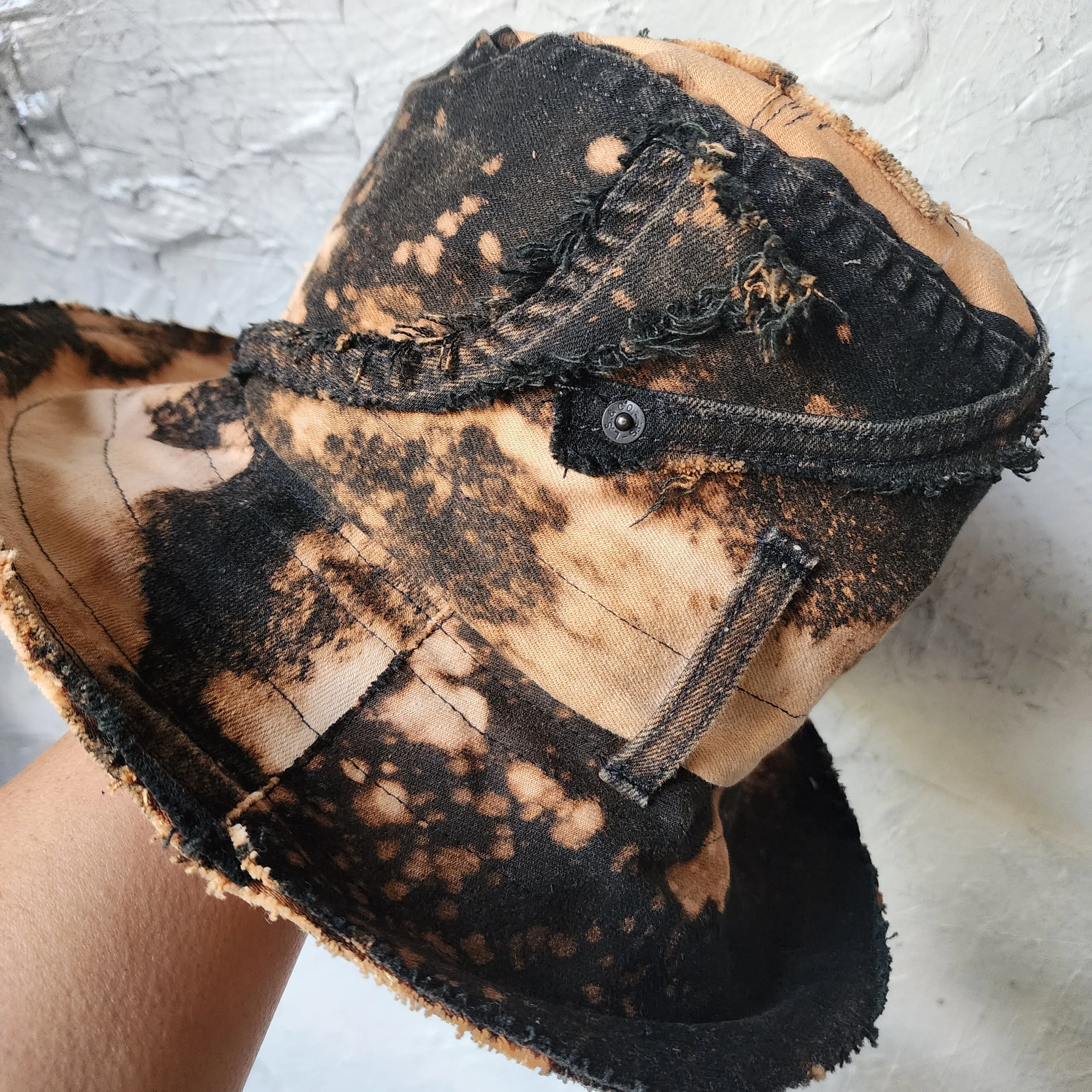 GIVE ME YOUR CANDY / Bohemian Shabby Chic Top Hat Upcycled Denim Distressed Boro Dyed Acid-washed