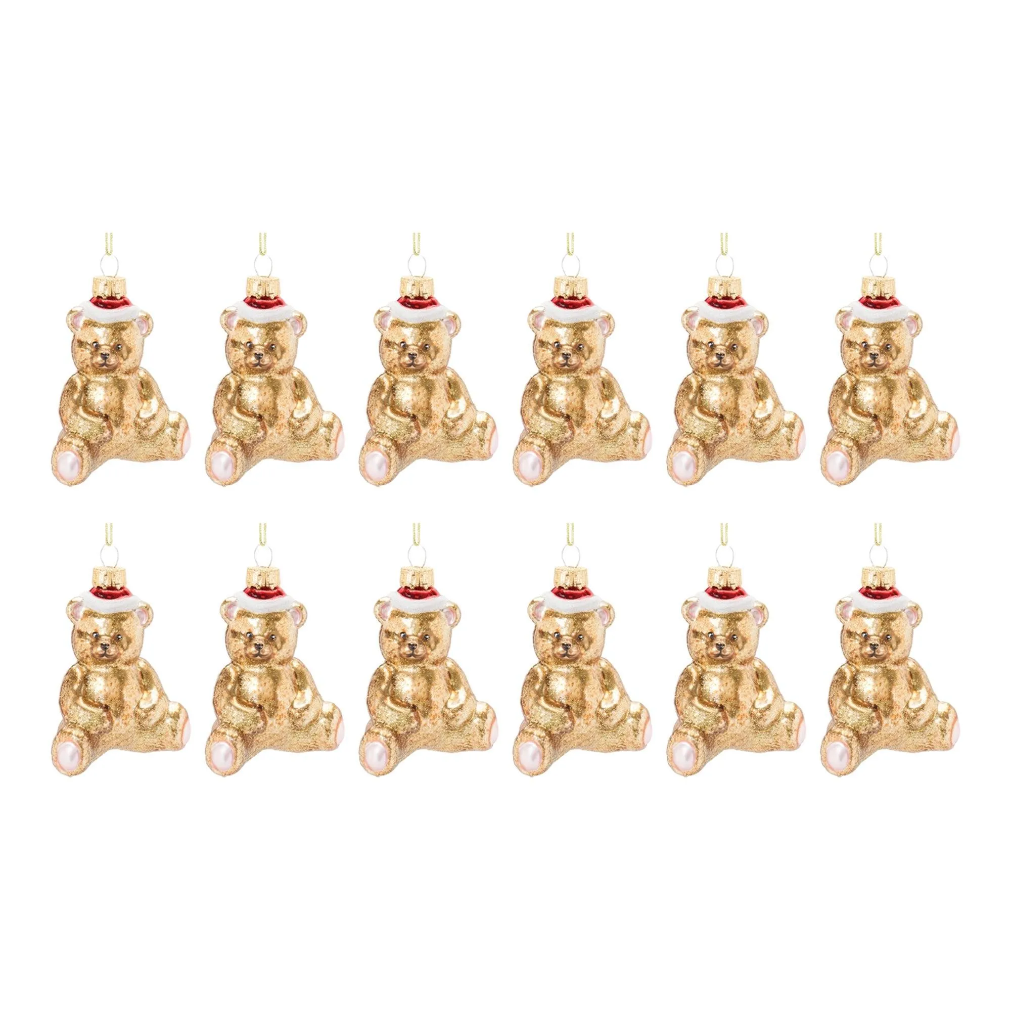 Glass Teddy Bear Ornament (Set of 12)