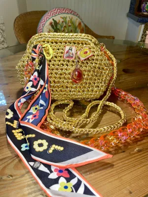 Gloden crochet Clutch/ crossbody