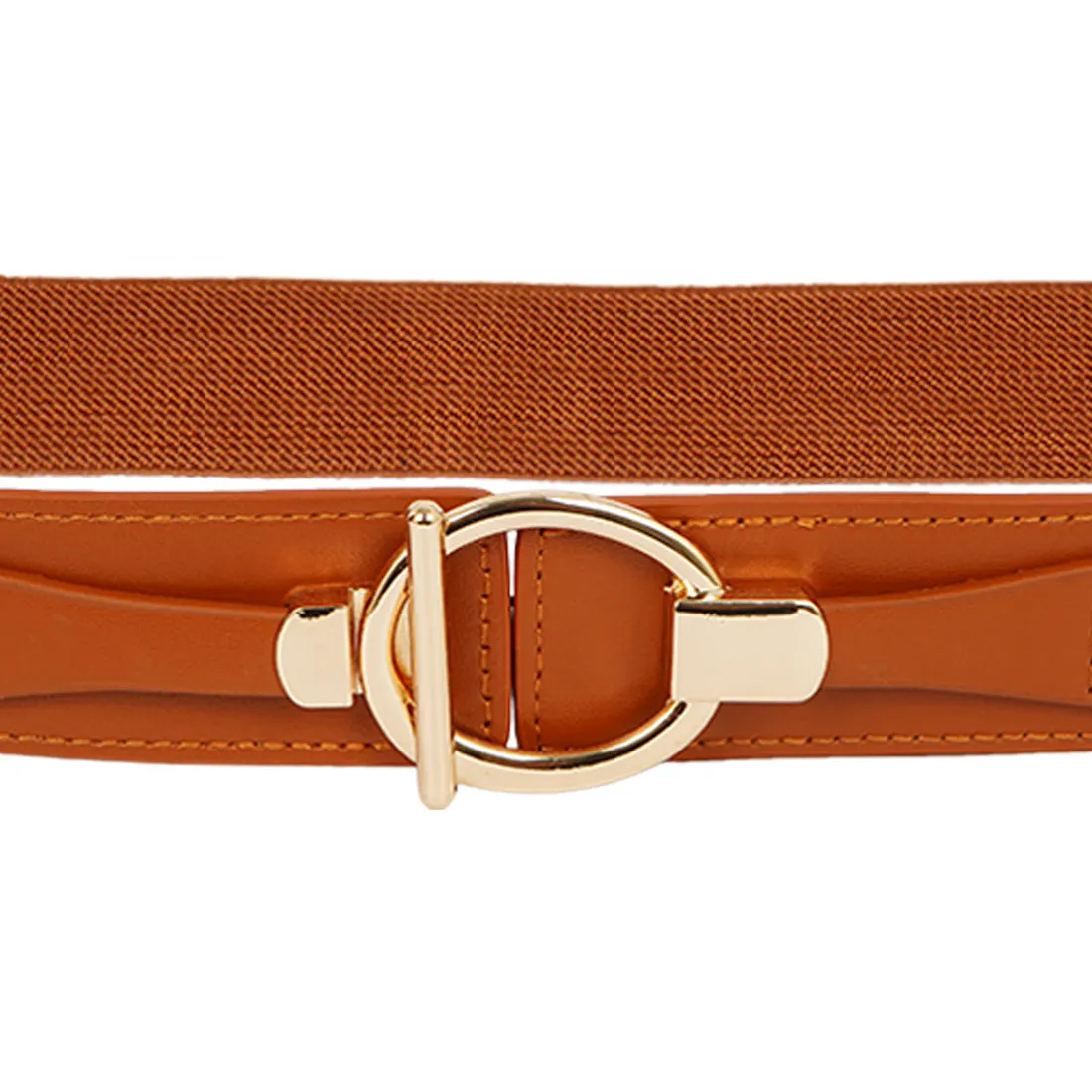 Gold Buckle Wide Brown Belt