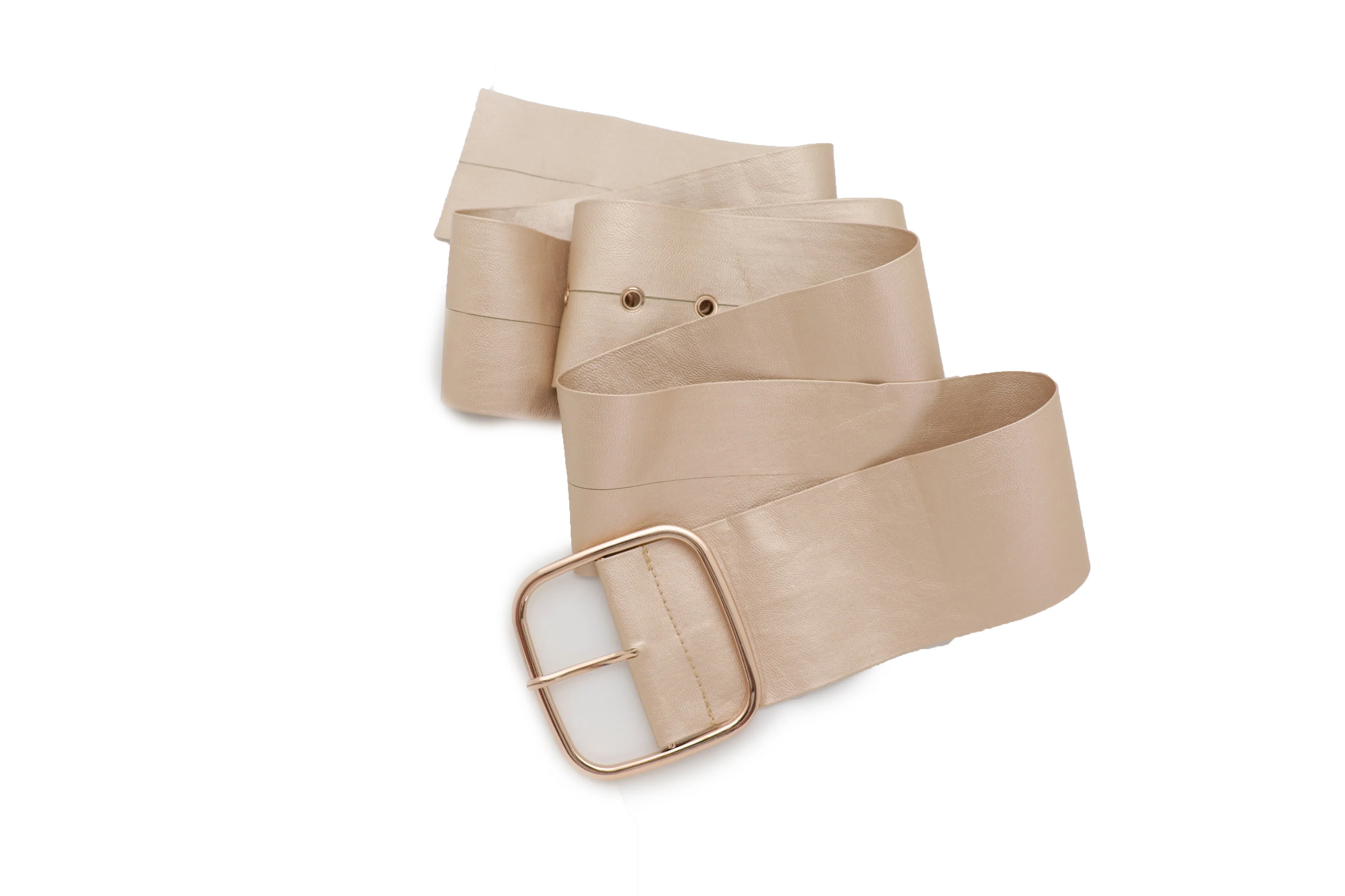 Gold Extra Long Fabric Wide Waistband Fashion Belt Adjustable Size XS S