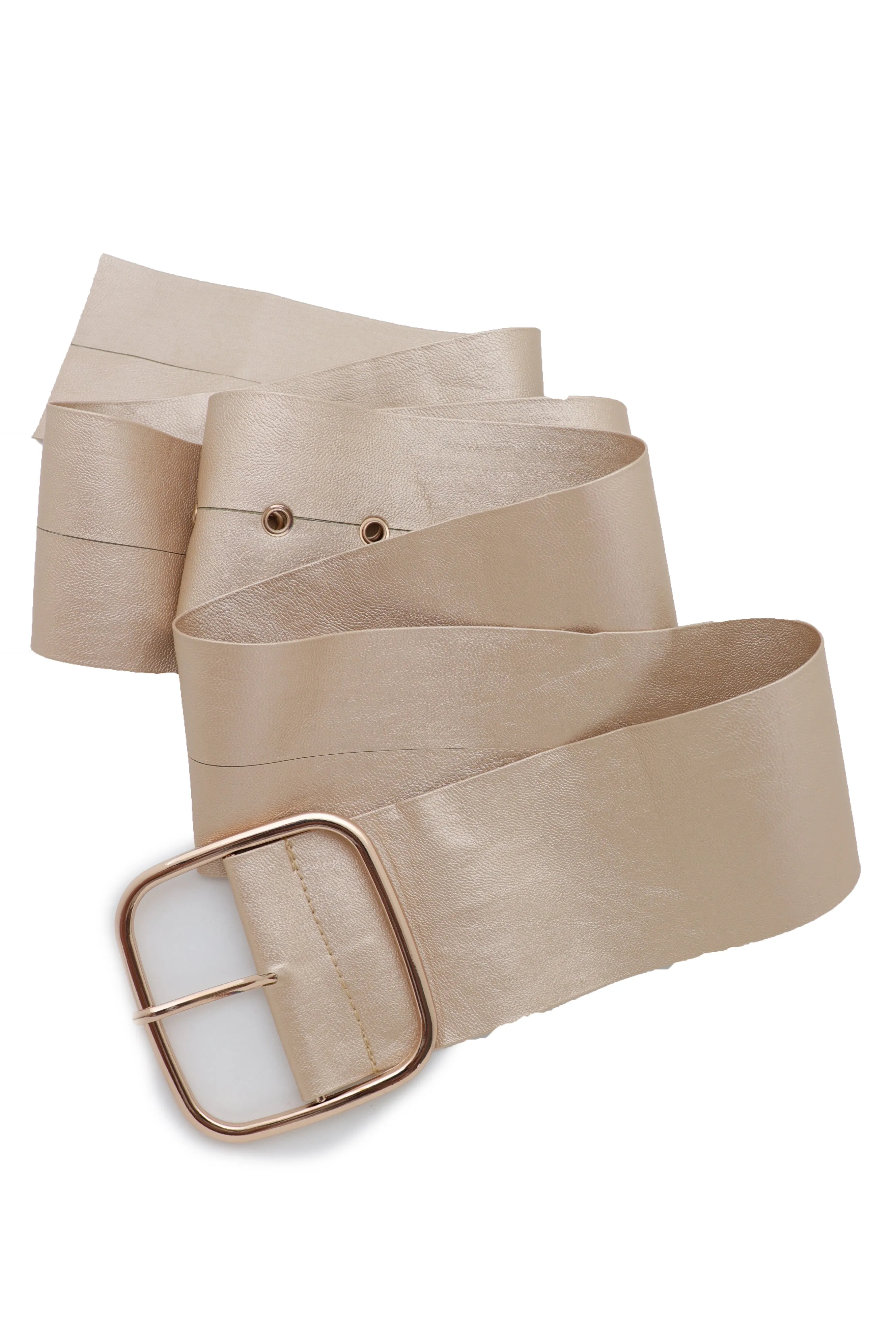 Gold Extra Long Fabric Wide Waistband Fashion Belt Adjustable Size XS S