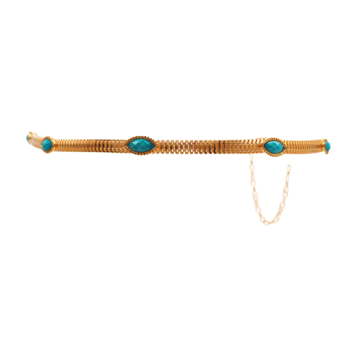 Gold Metal Chain Belt Turquoise Blue Beads S M L