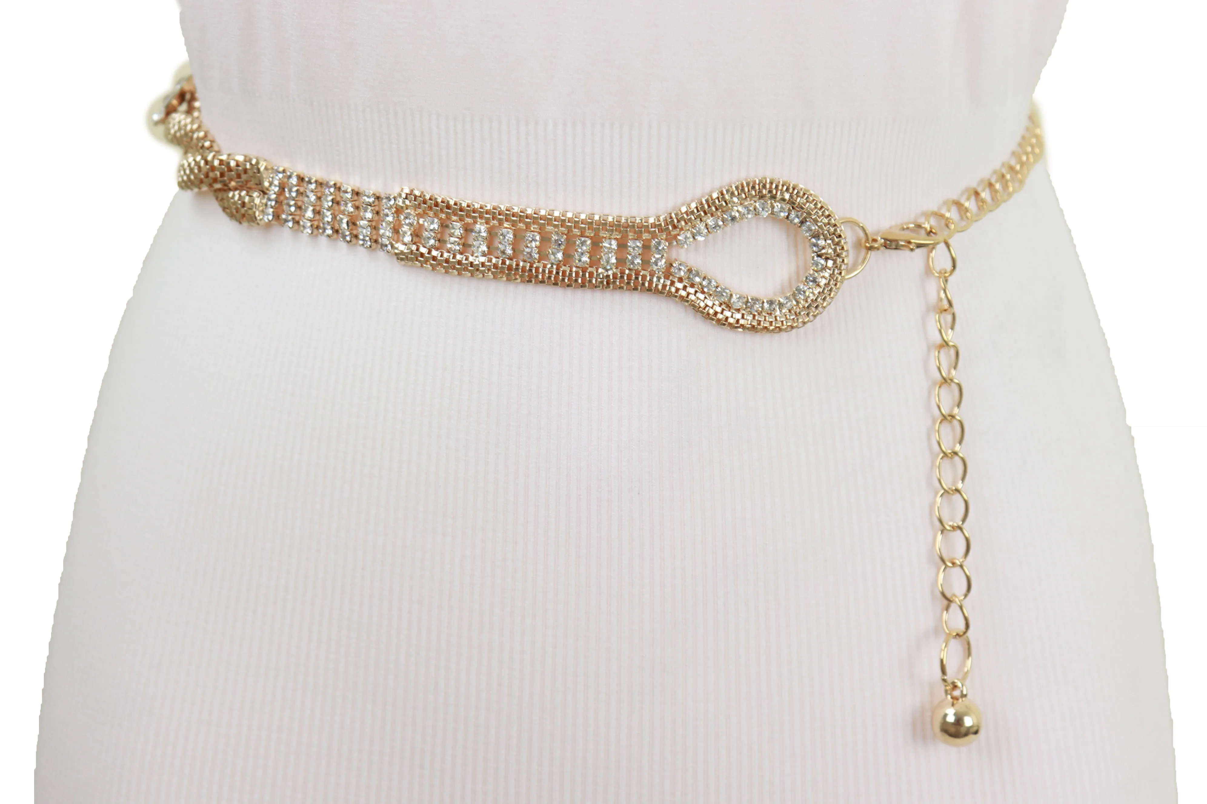 Gold Metal Chain Braided Belt Flower Charms Fit Size S M L