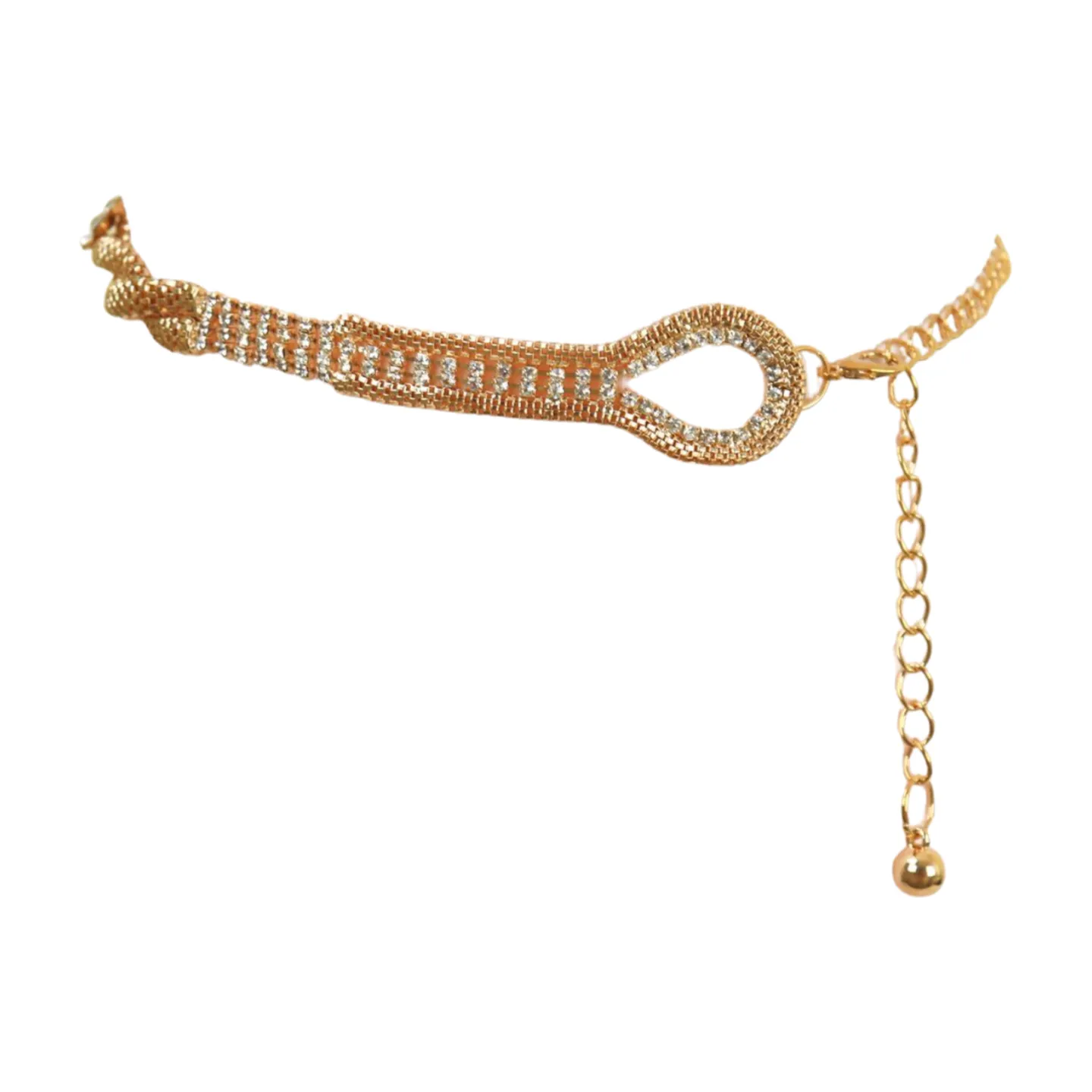 Gold Metal Chain Braided Belt Flower Charms Fit Size S M L