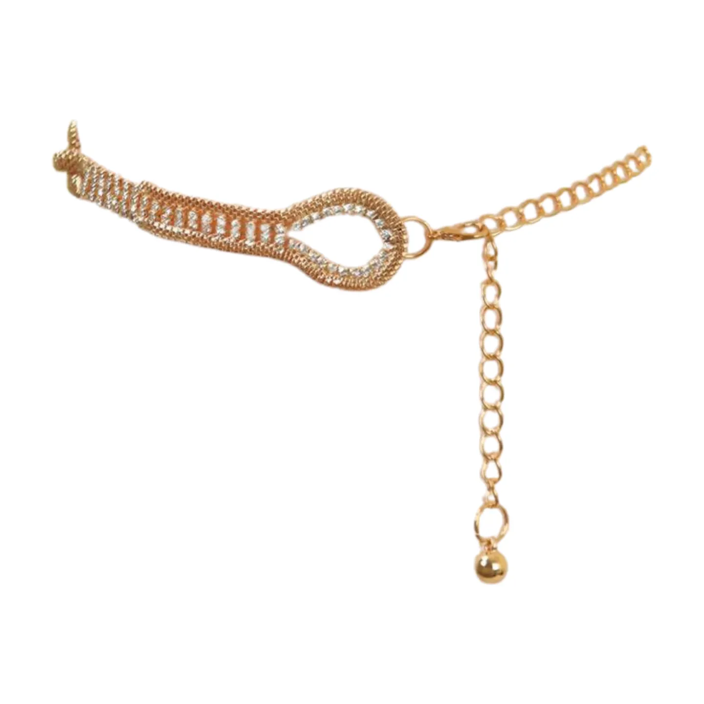 Gold Metal Chain Braided Belt Flower Charms Fit Size S M L