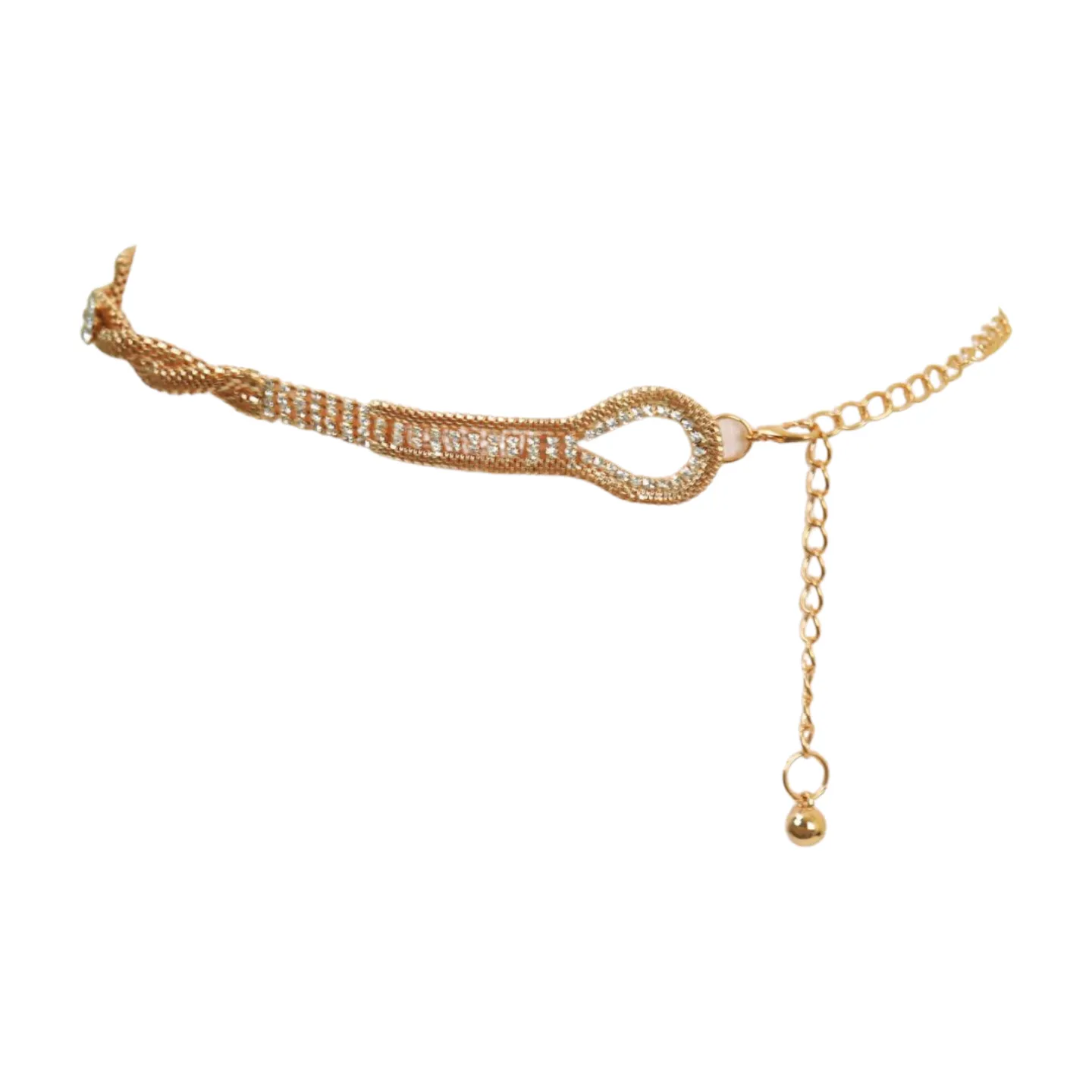 Gold Metal Chain Braided Belt Flower Charms Fit Size S M L