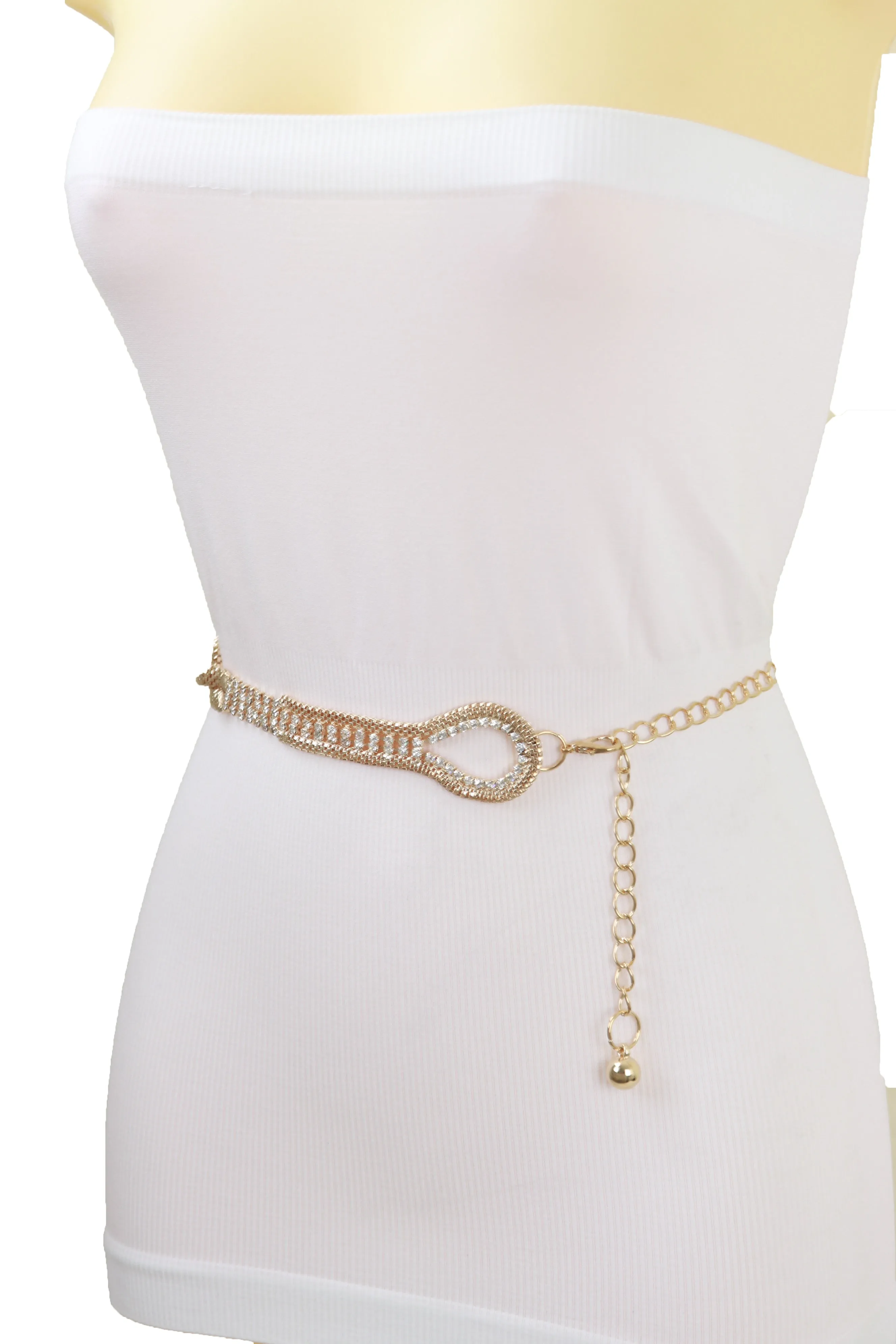 Gold Metal Chain Braided Belt Flower Charms Fit Size S M L