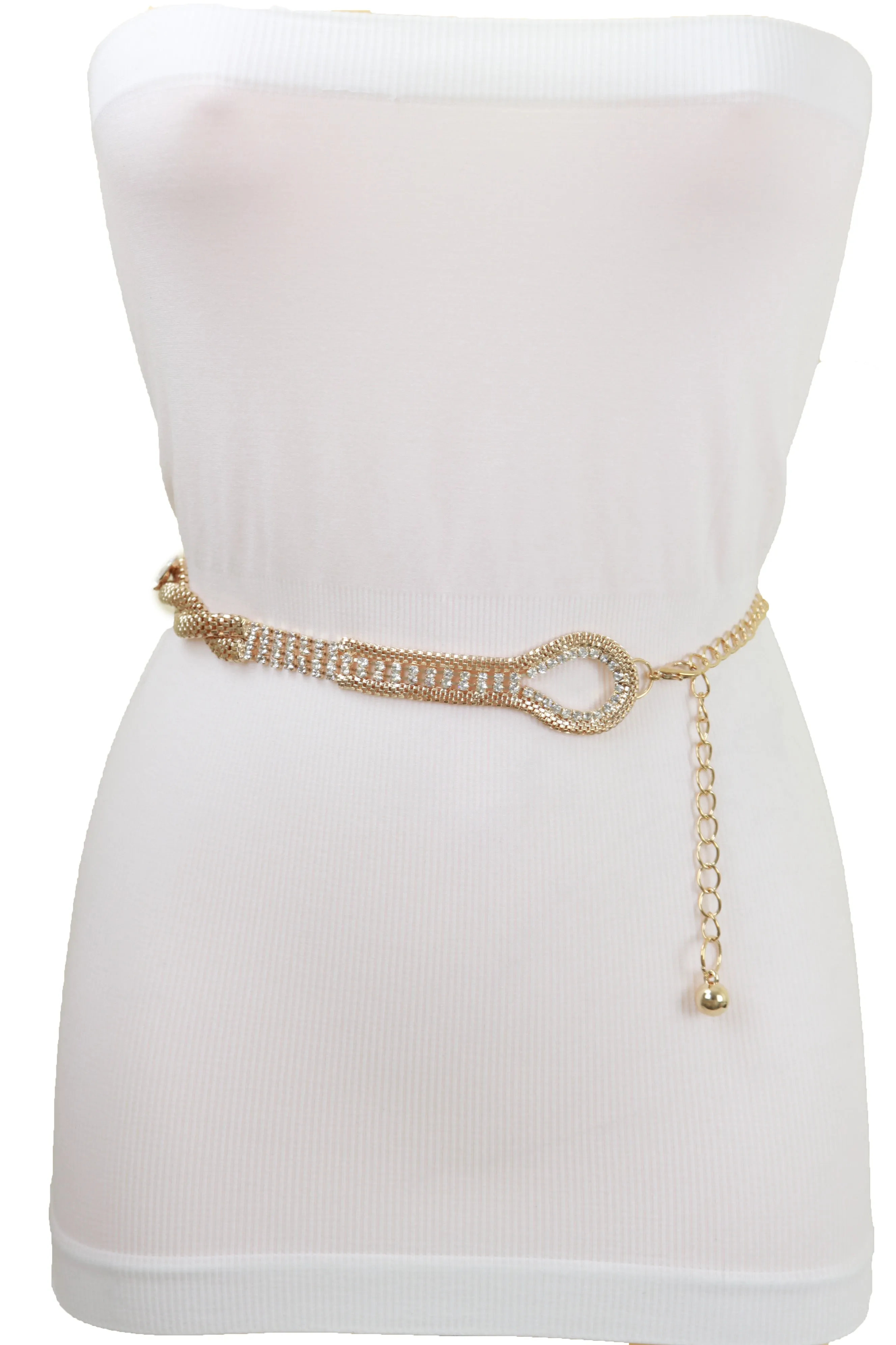 Gold Metal Chain Braided Belt Flower Charms Fit Size S M L