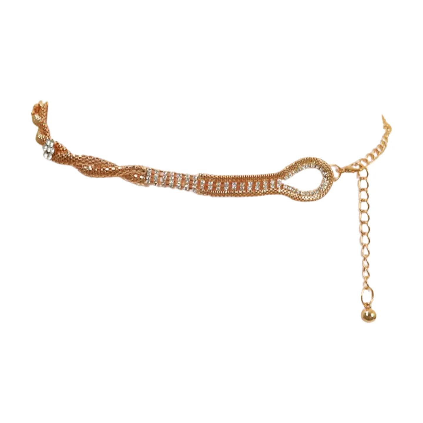 Gold Metal Chain Braided Belt Flower Charms Fit Size S M L