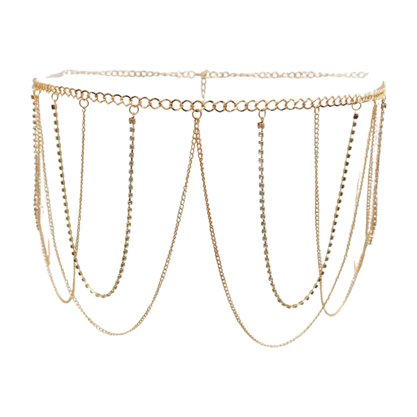 Gold Metal Chain Waves Belt Silver Bling S M