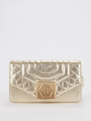 Gold Quilted Flap Belt Bag