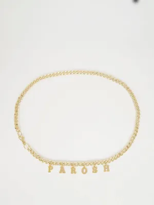 Gold Tone Logo Chain Belt