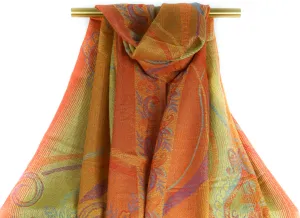Golden Sunset Paisley Elegance Pashmina Scarf Bohemian Shawl