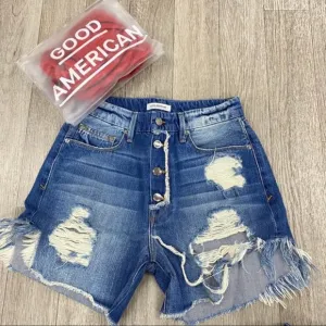 Good American Distressed Jean Shorts