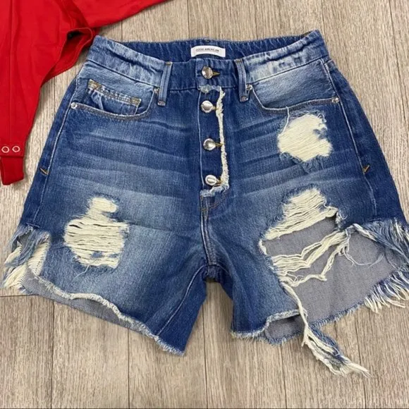 Good American Distressed Jean Shorts
