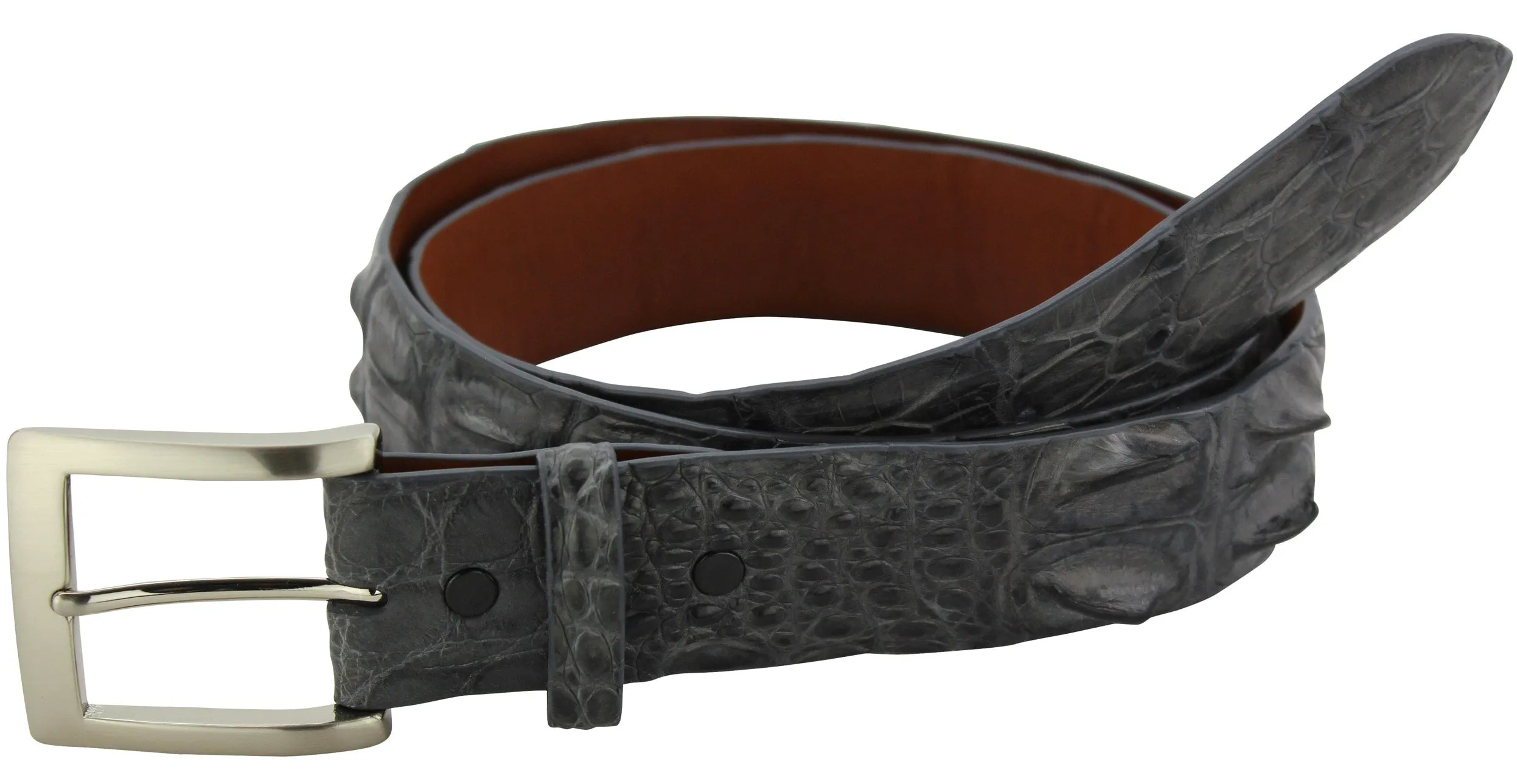 Gray Australian Saltwater Hornback Crocodile Designer Full Grain Leather Belt **Made To Order Allow 5 To 6 Weeks To Ship