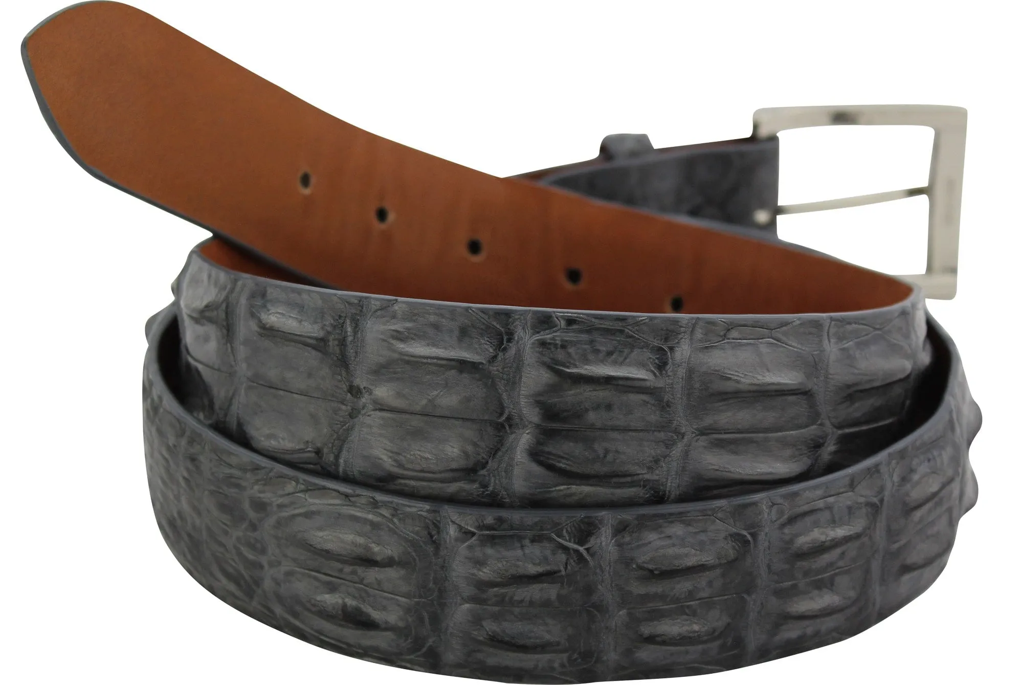 Gray Australian Saltwater Hornback Crocodile Designer Full Grain Leather Belt **Made To Order Allow 5 To 6 Weeks To Ship