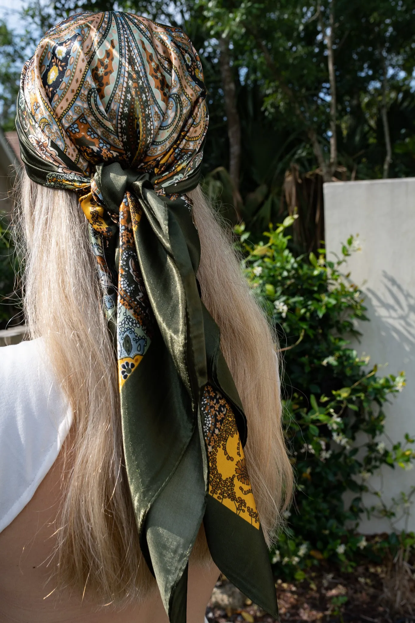 Green multi-way head scarf