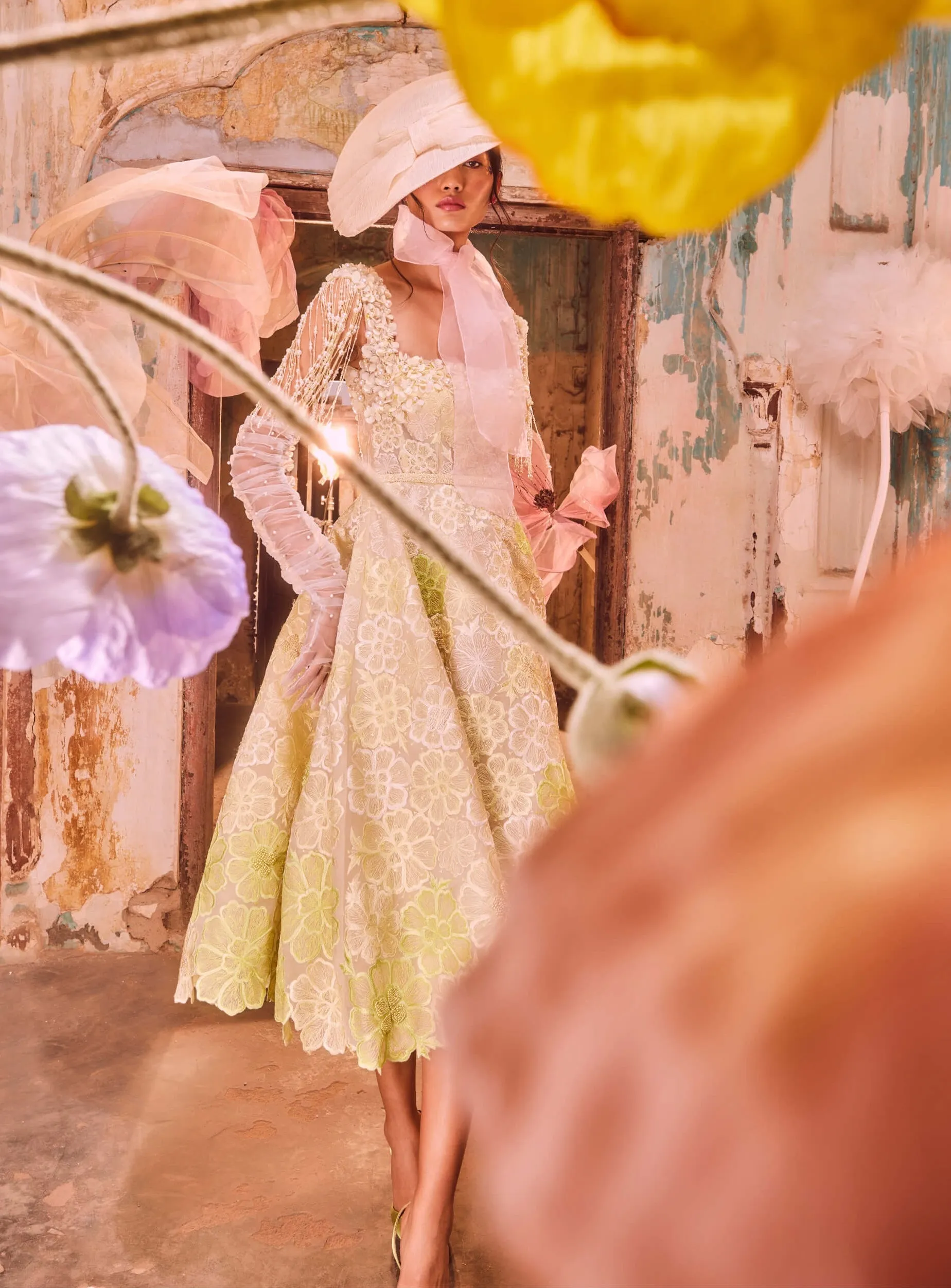 Green ombre floral midi with fringes