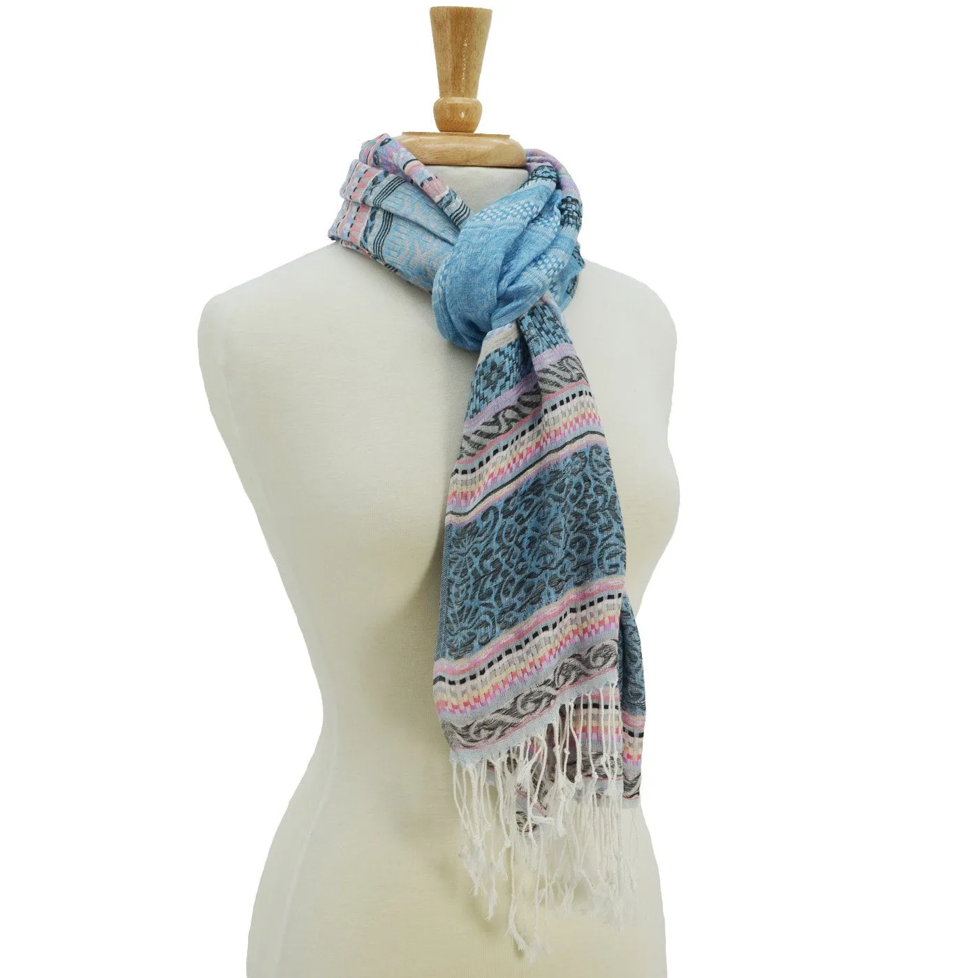 Greta Stipe Fringed Scarf